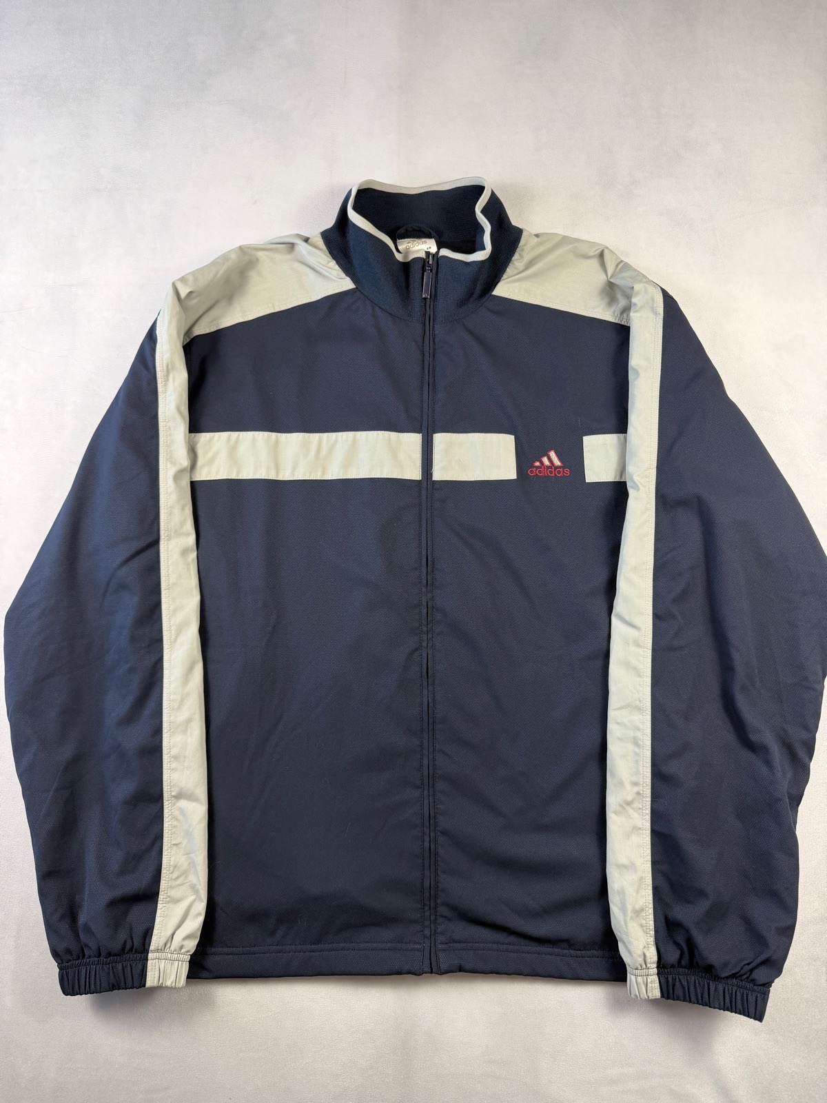 Vintage Adidas Track Jacket Navy Grey Size XL Retro 00s Full Zip
