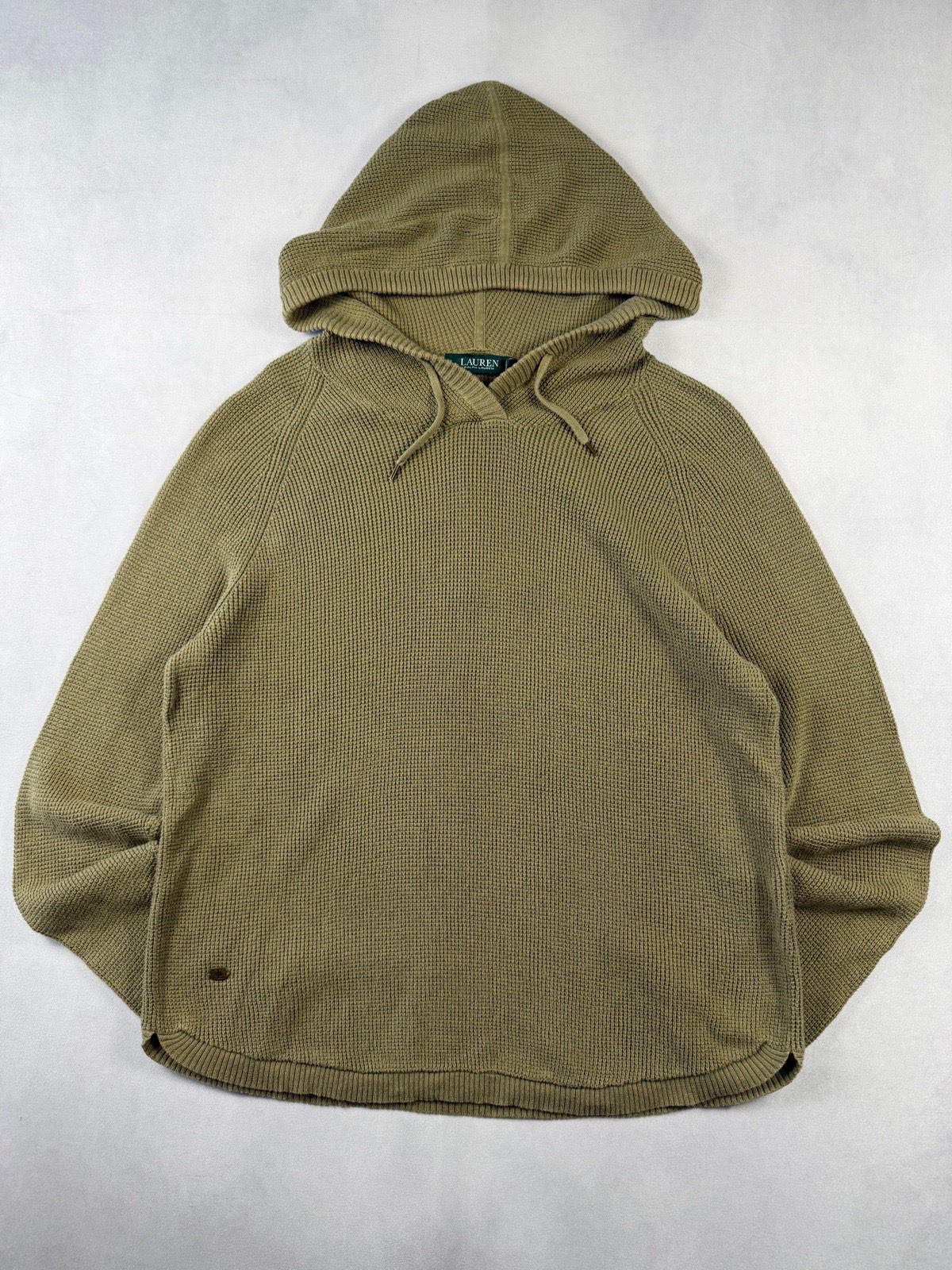 Lauren Ralph Lauren Khaki Green Knit Hooded Jumper Women’s UK 16 XL