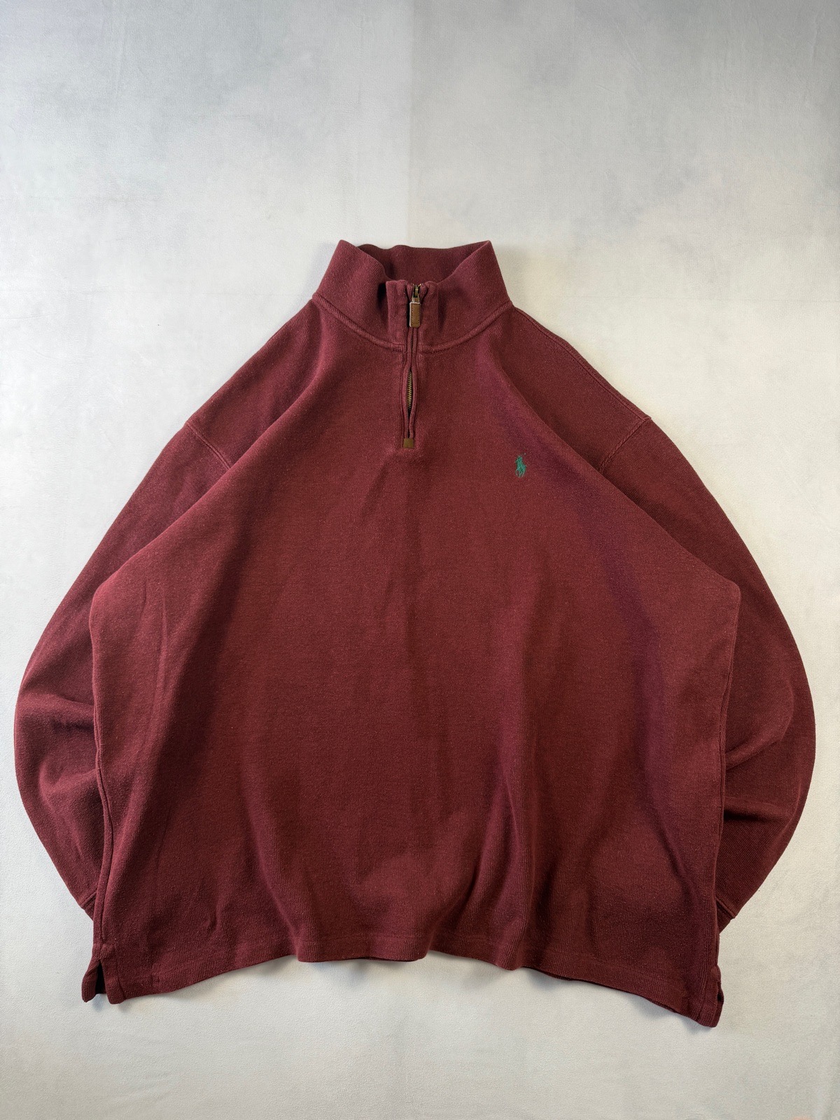 Polo Ralph Lauren XXL Burgundy Quarter Zip Jumper Pullover Pony Logo Preppy