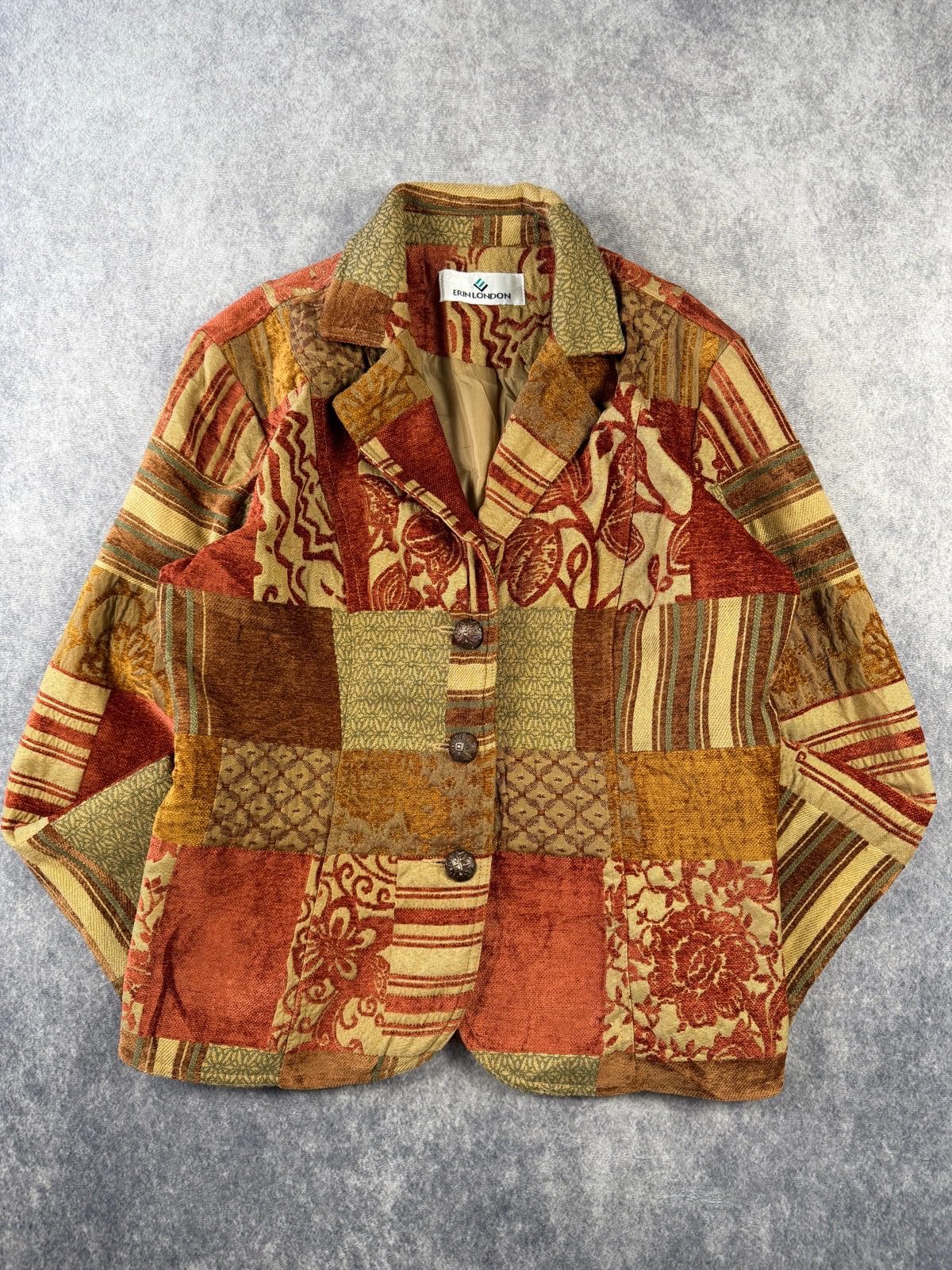 Erin London Tapestry Patchwork Blazer Jacket UK 10-12 Cottagecore Boho Vintage Style
