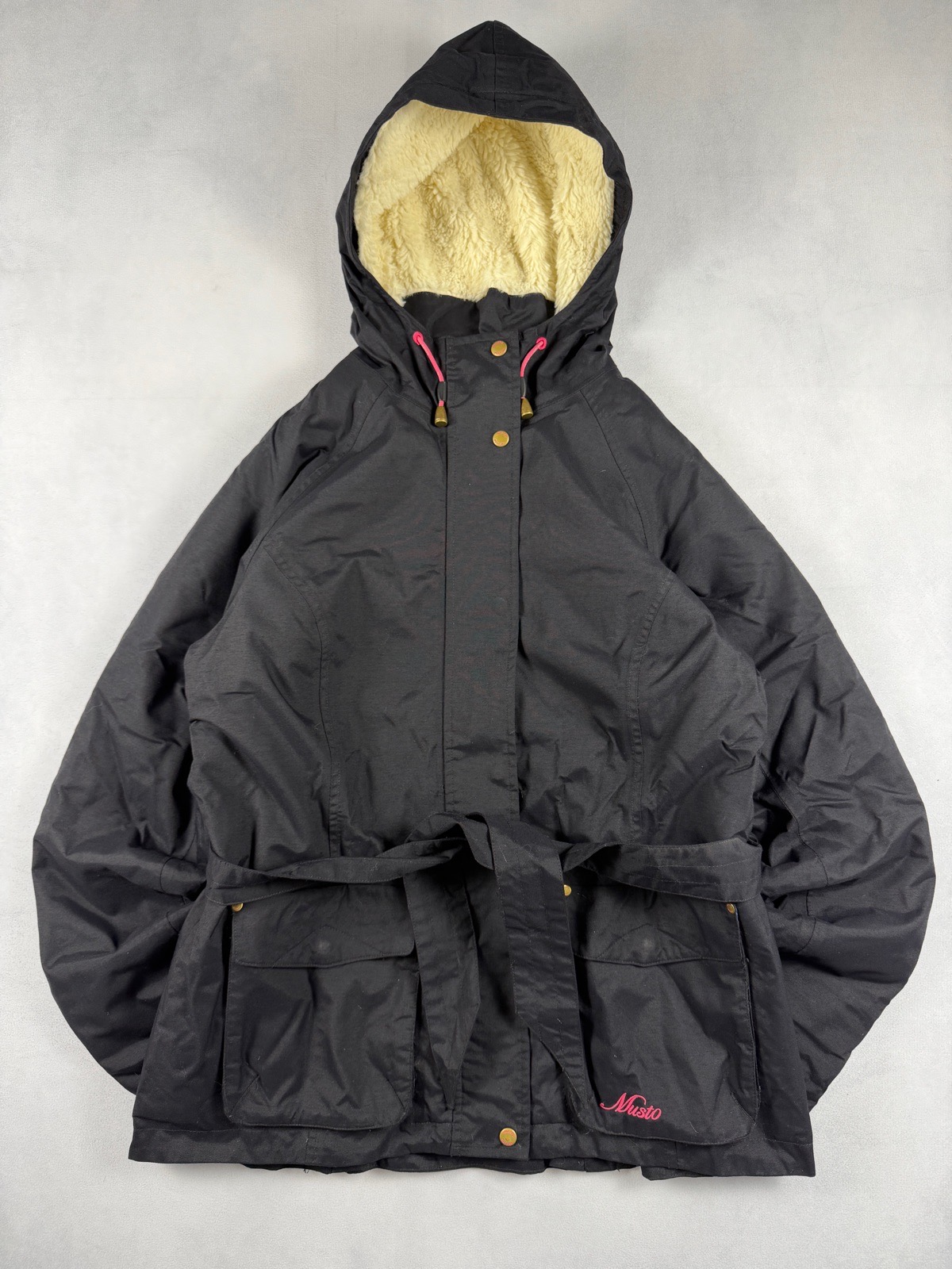 Musto Signature Women’s UK 10 Black Sherpa Fleece Lined Hooded Belted Jacket