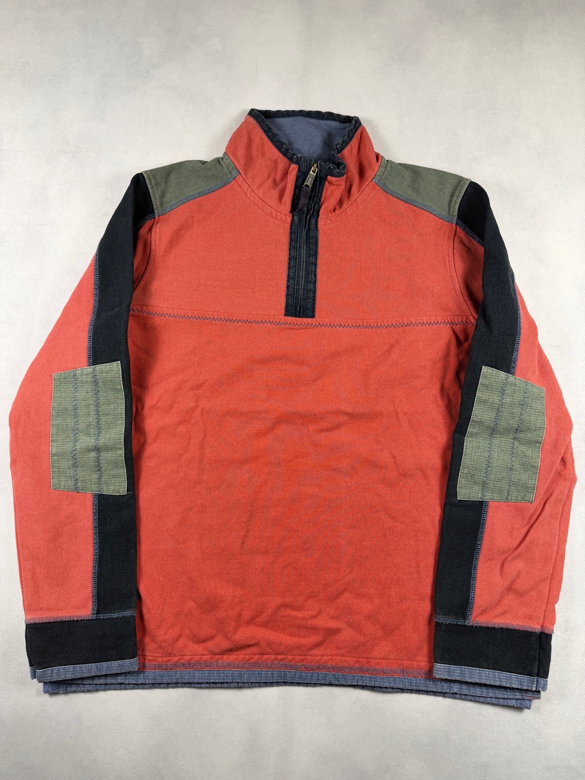 Fat Face The Airlie Quarter Zip Sweatshirt XL Coral Navy Colour Block