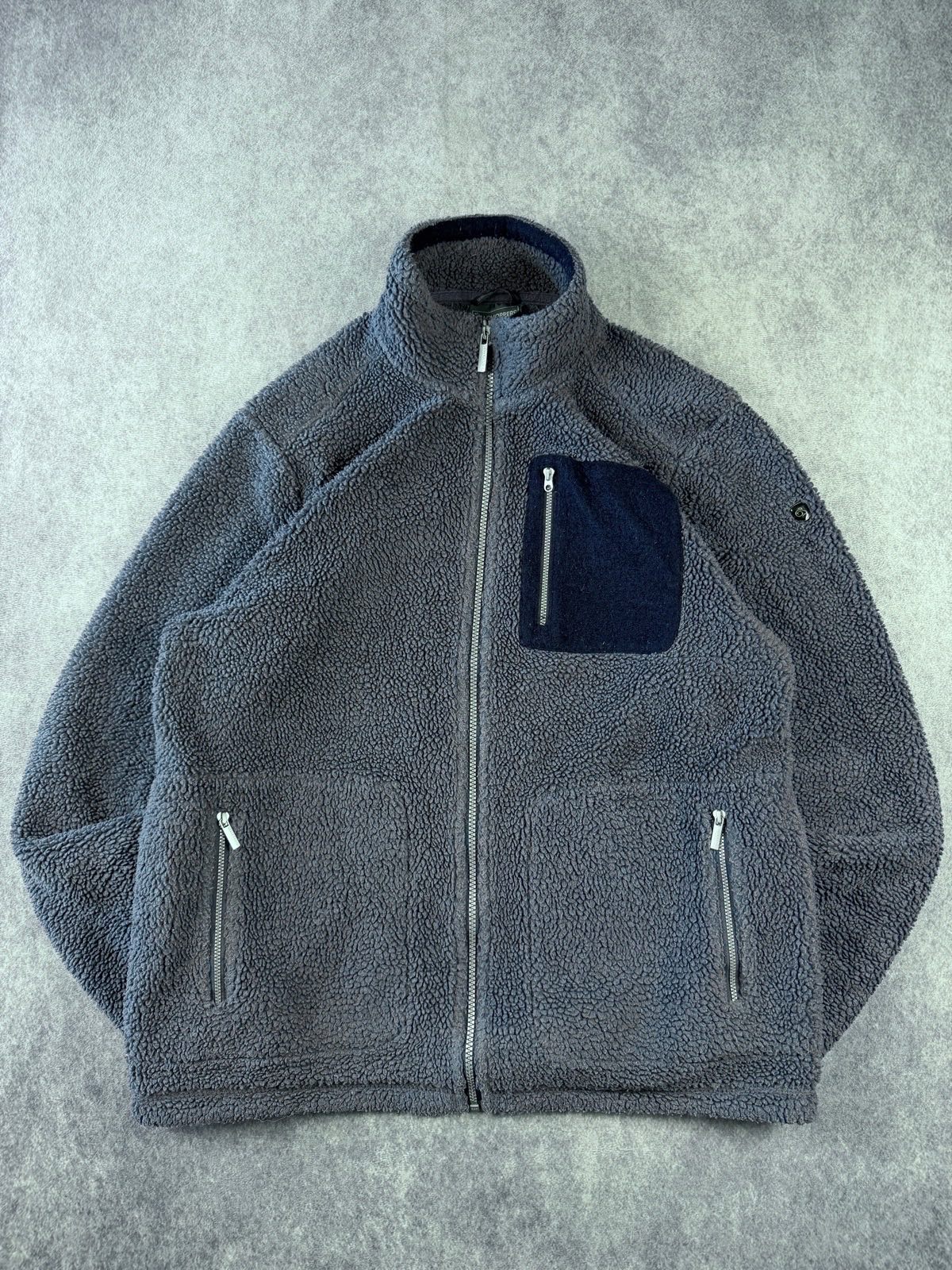 Craghoppers Borg Sherpa Fleece Jacket Grey Navy Size L Outdoor Full Zip