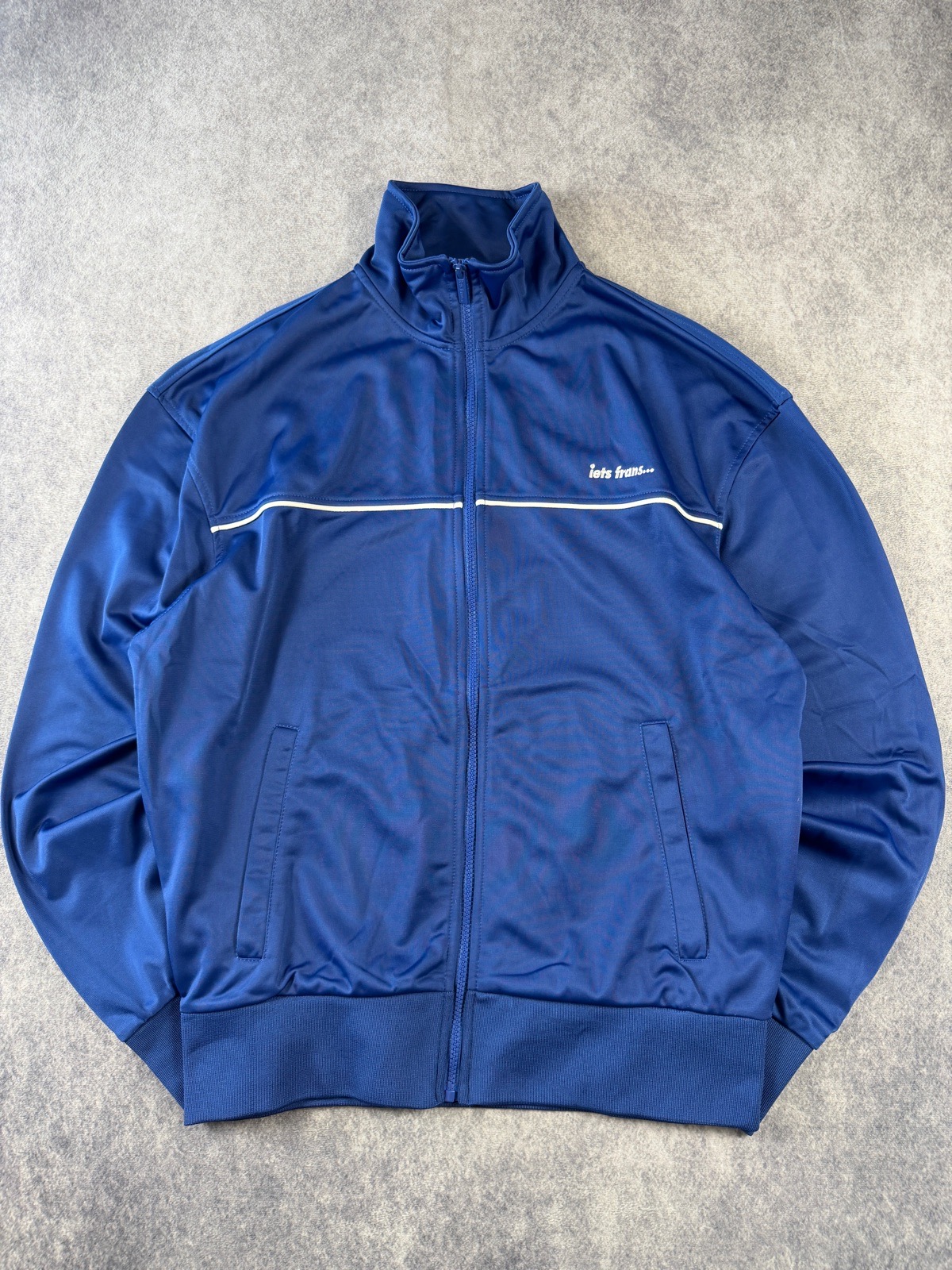 iets frans… Blue Track Jacket Size M Y2K Retro Funnel Neck Urban Outfitters