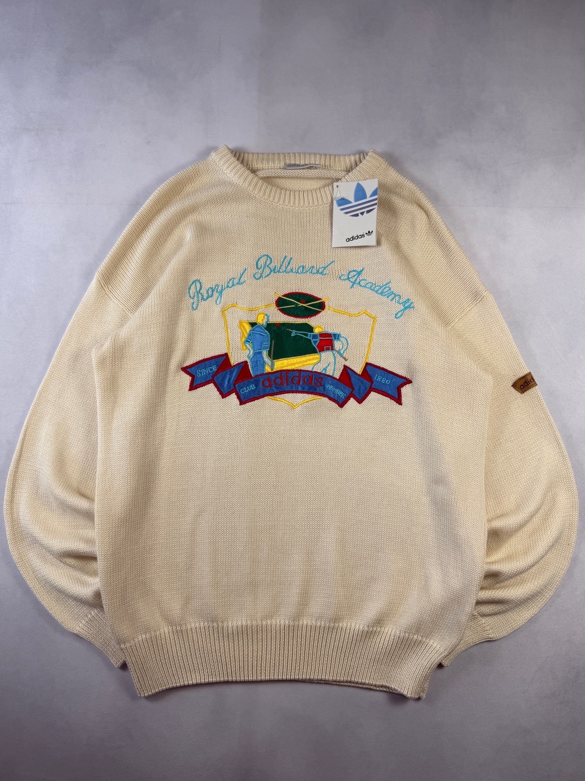 Vintage Adidas Royal Billiard Academy Knit Jumper Cream Men’s L Deadstock