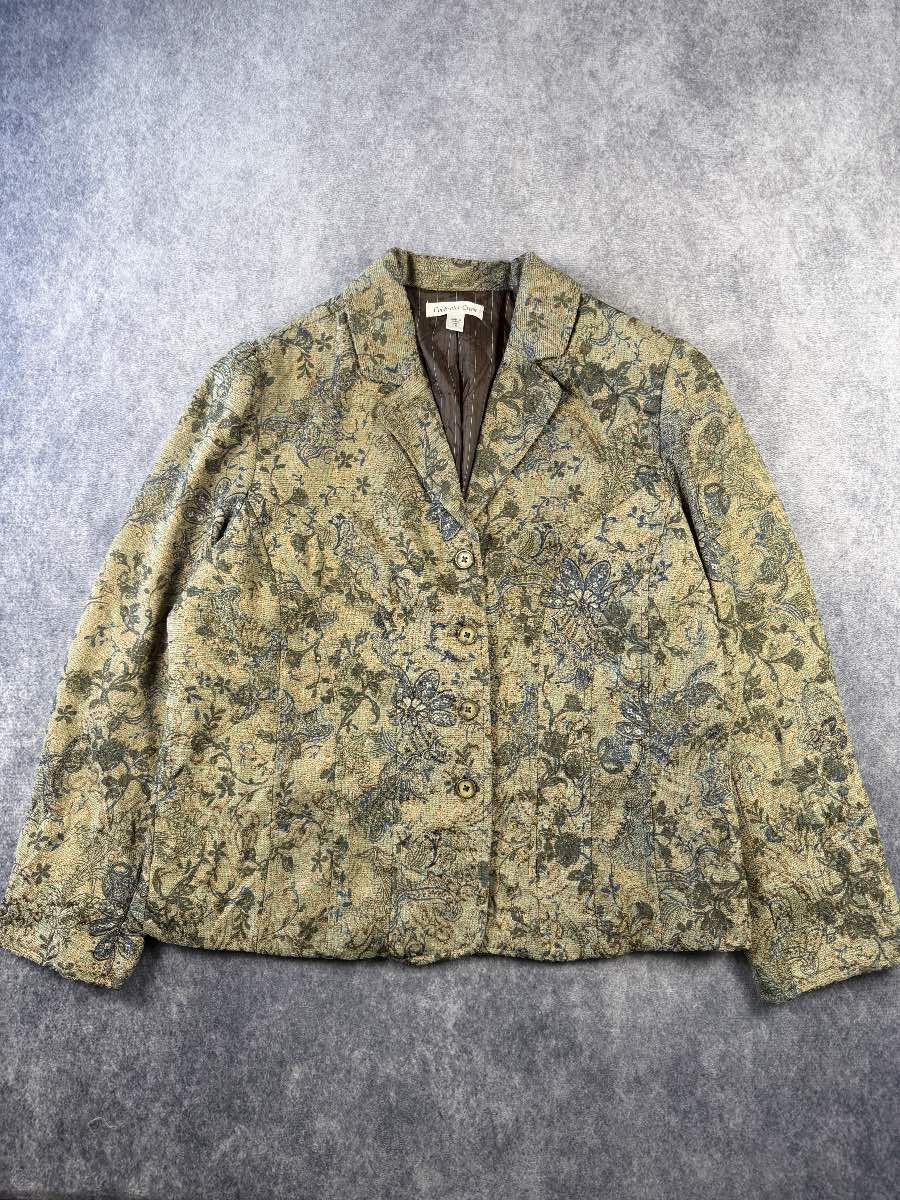 Coldwater Creek Floral Tapestry Blazer Womens UK 16 Gobelin Jacket Boho Vintage Style