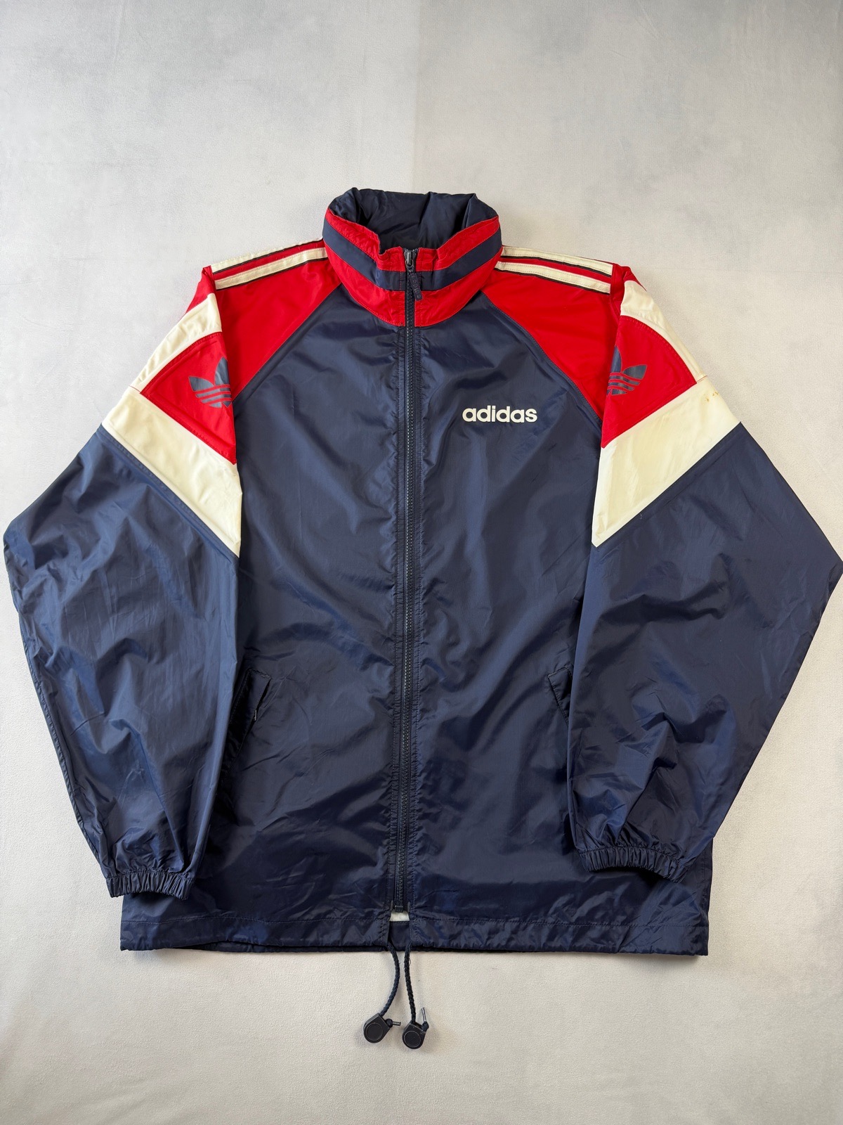 Vintage Adidas Originals Windbreaker Jacket M/L Navy Red White 90s Trefoil