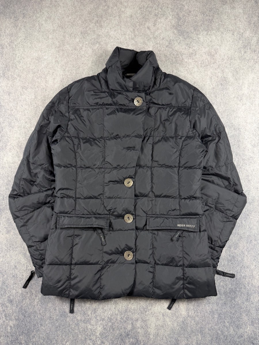 Miss Sixty Black Puffer Jacket Size S Y2K Quilted Winter Coat Puffa