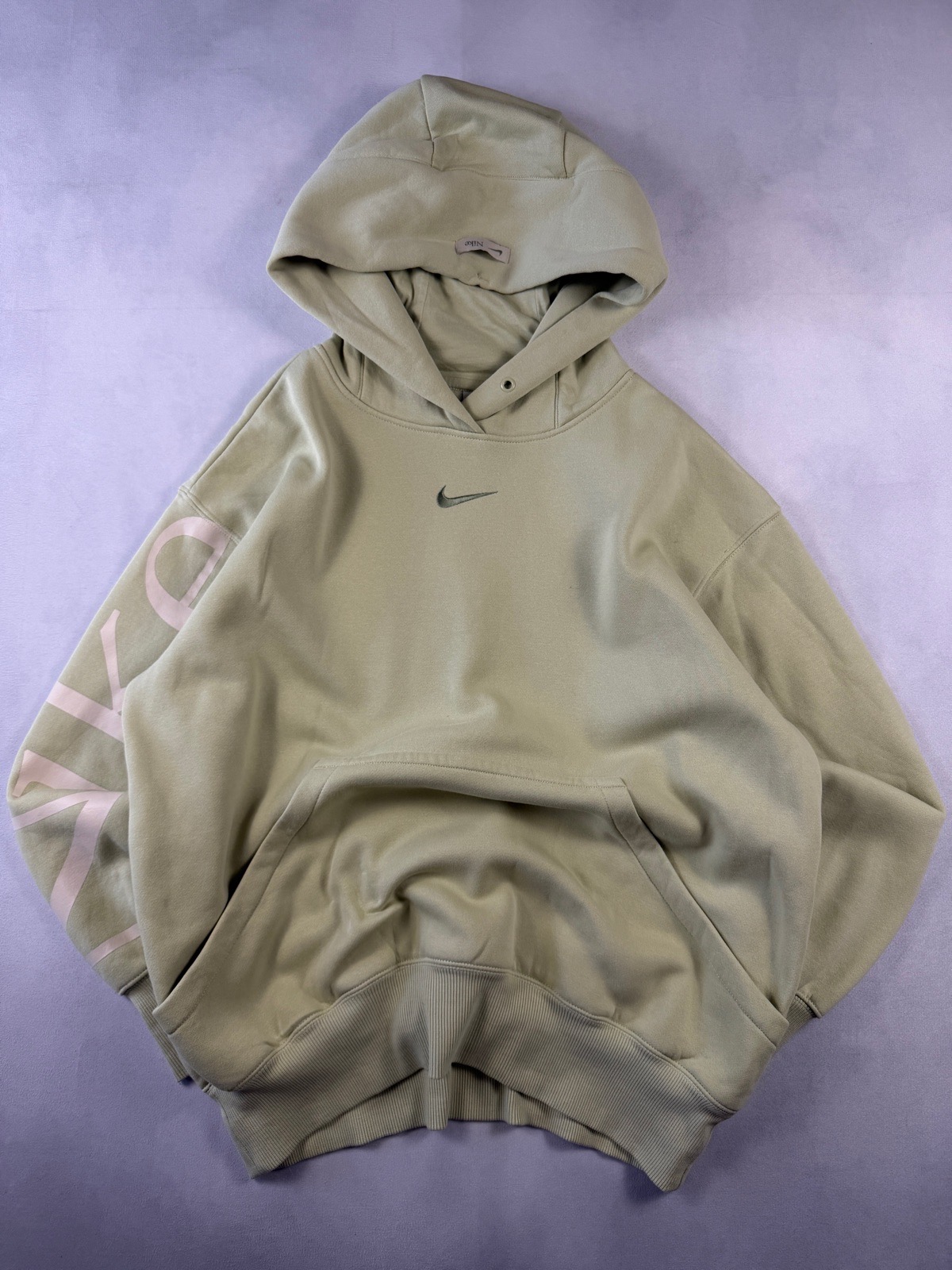 Nike Oversized Swoosh Sleeve Logo Hoodie Sage Green