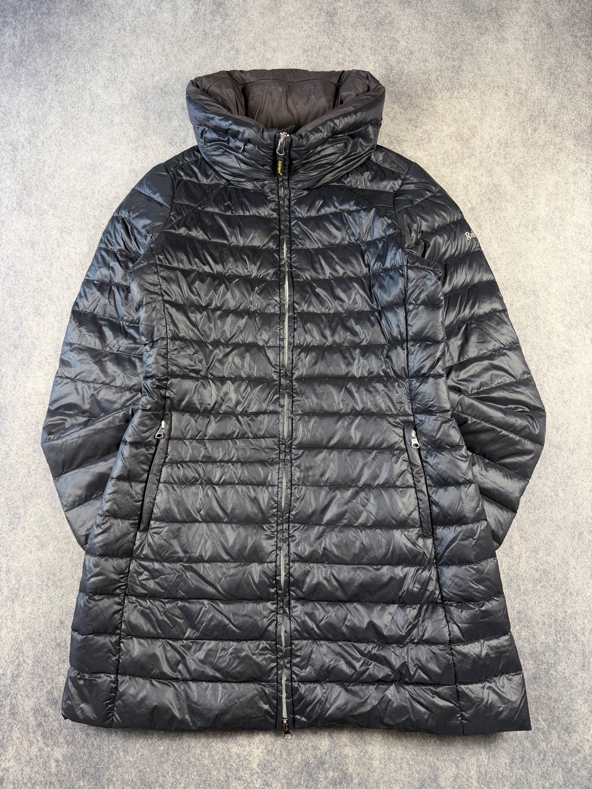 Refrigue Women’s Long Down Puffer Coat Black Size M UK 8-10 Lightweight