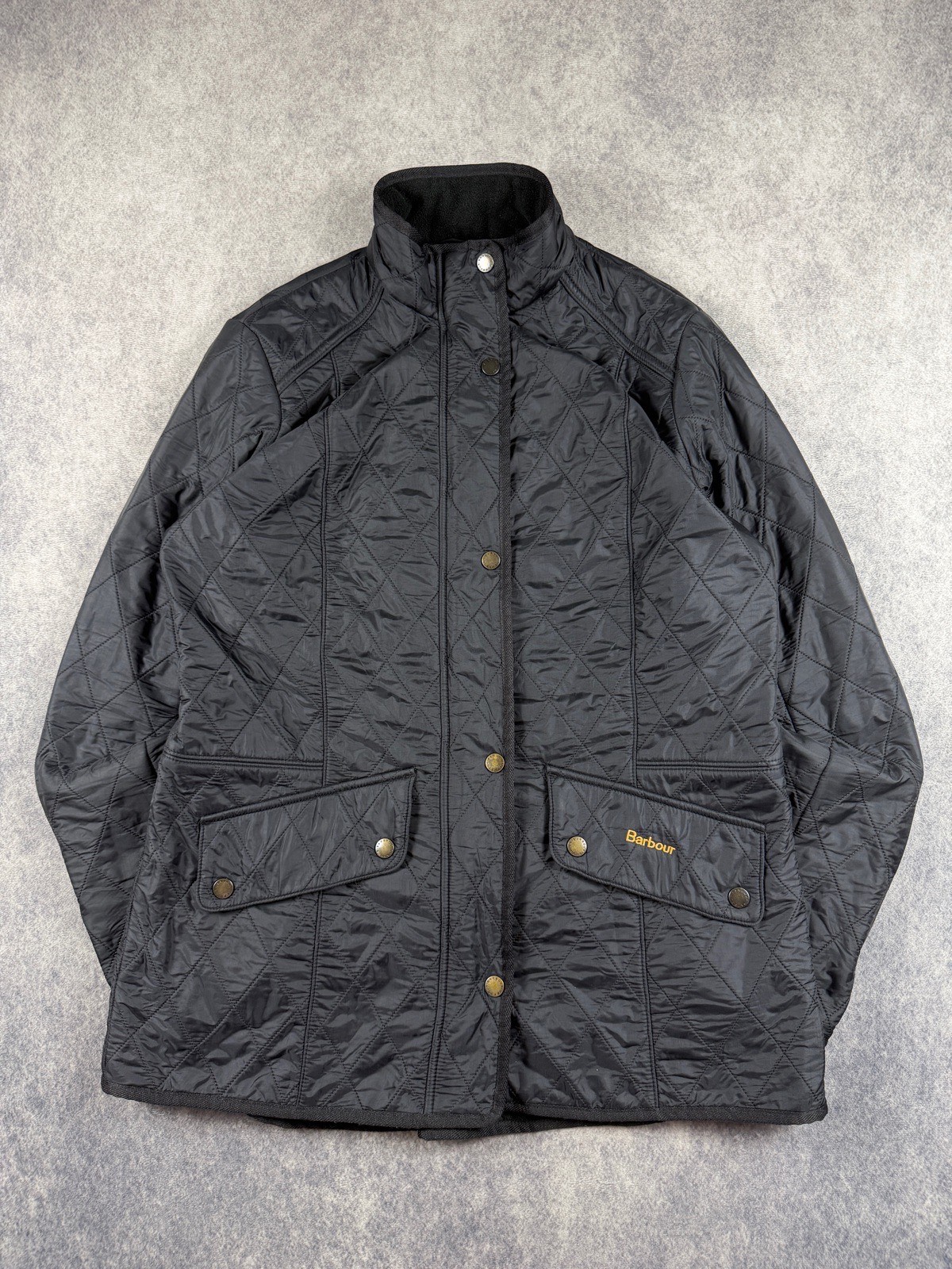 Barbour Cavalry Polarquilt Black Quilted Fleece Lined Jacket Women’s UK 16
