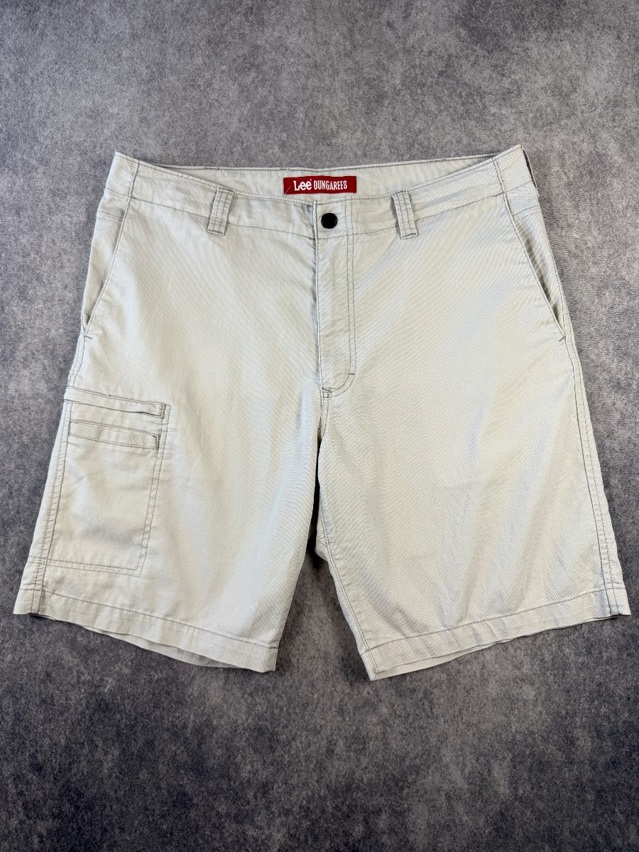 Lee Dungarees Cargo Shorts W36 Cream Utility Workwear Stretch