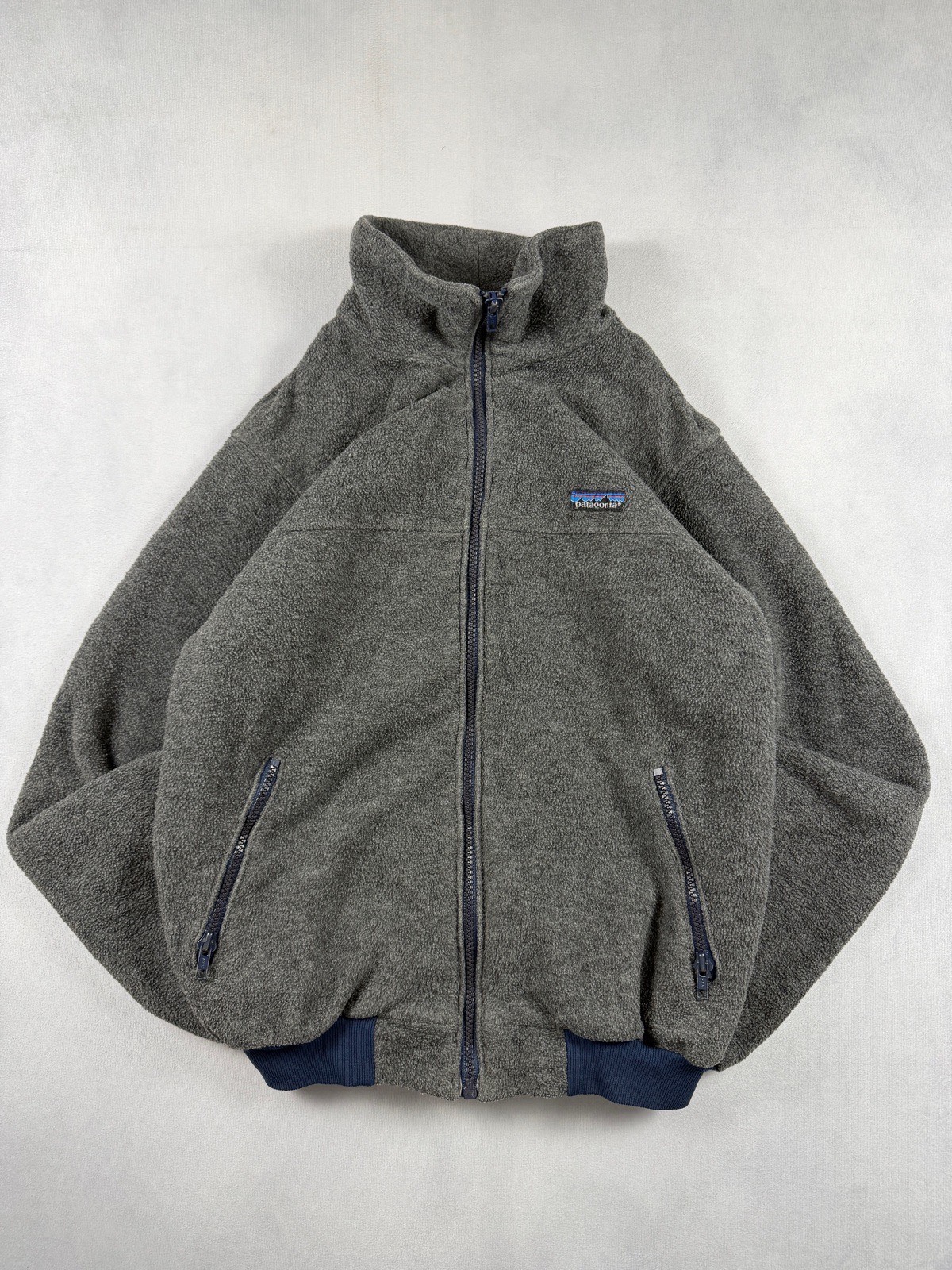 Vintage 1980s Patagonia Synchilla Fleece Jacket Size S Made in USA Grey Full Zip
