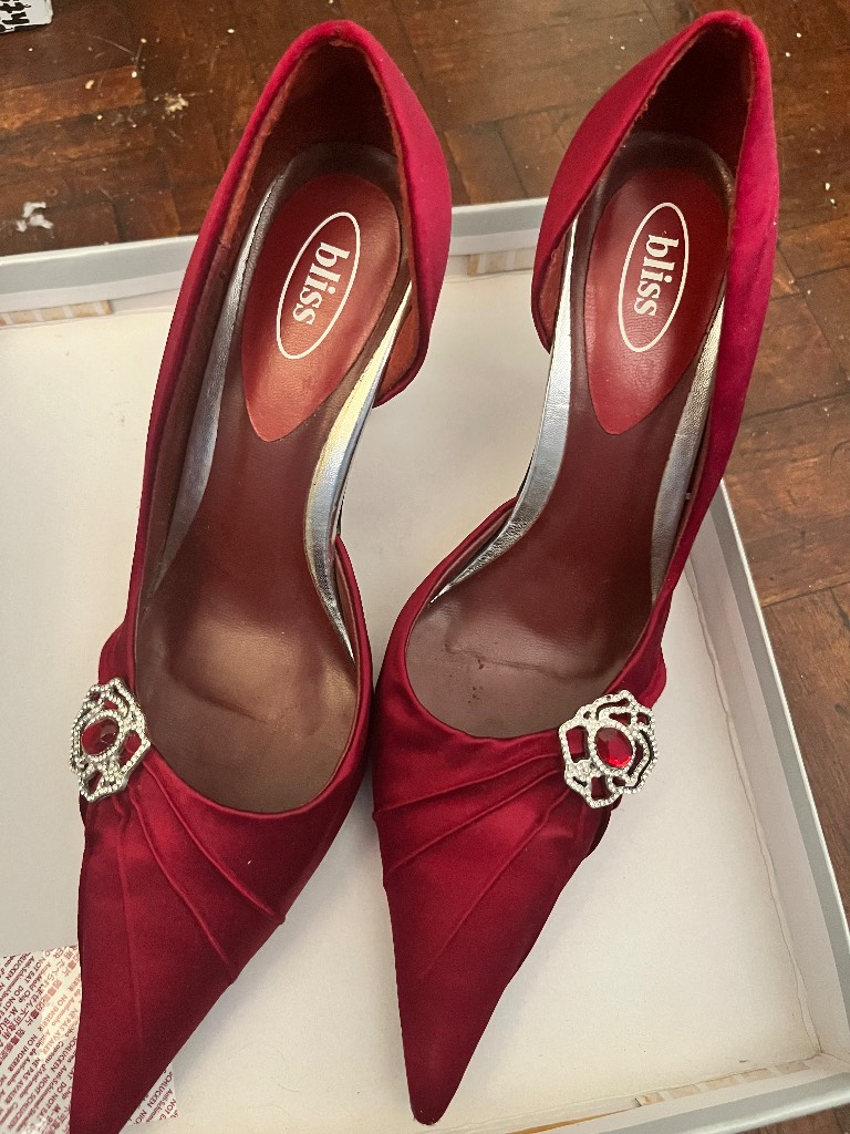 Beautiful dark red satin shoes