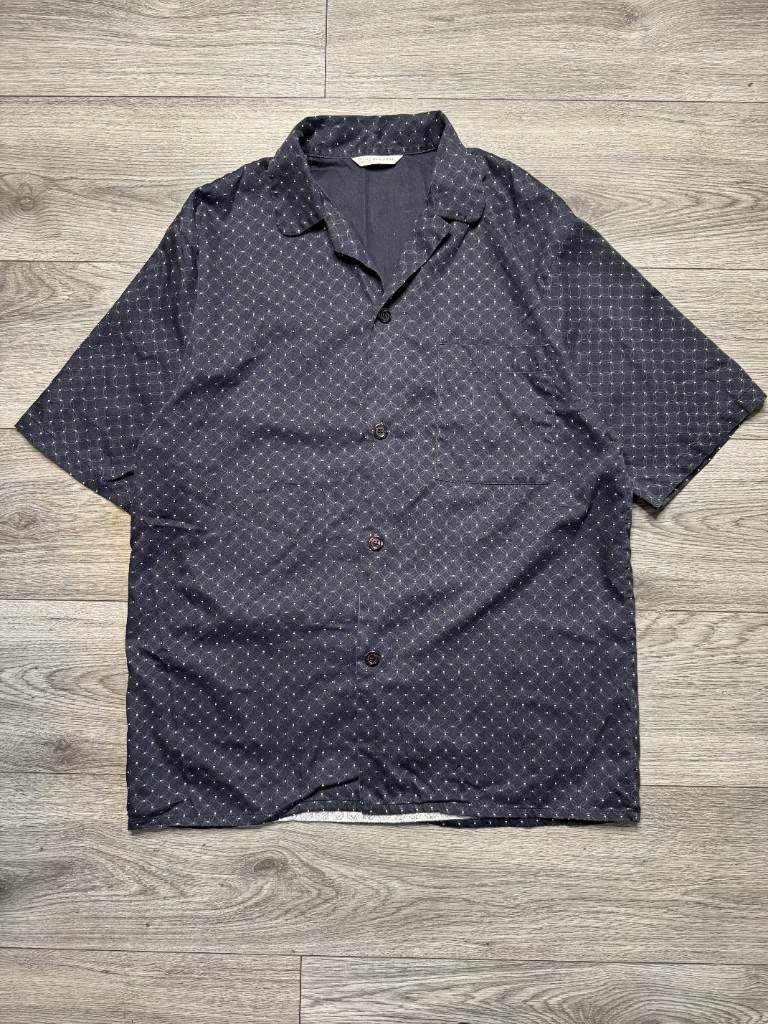 Marks & spencer Dark navy geometric print short sleeve shirt