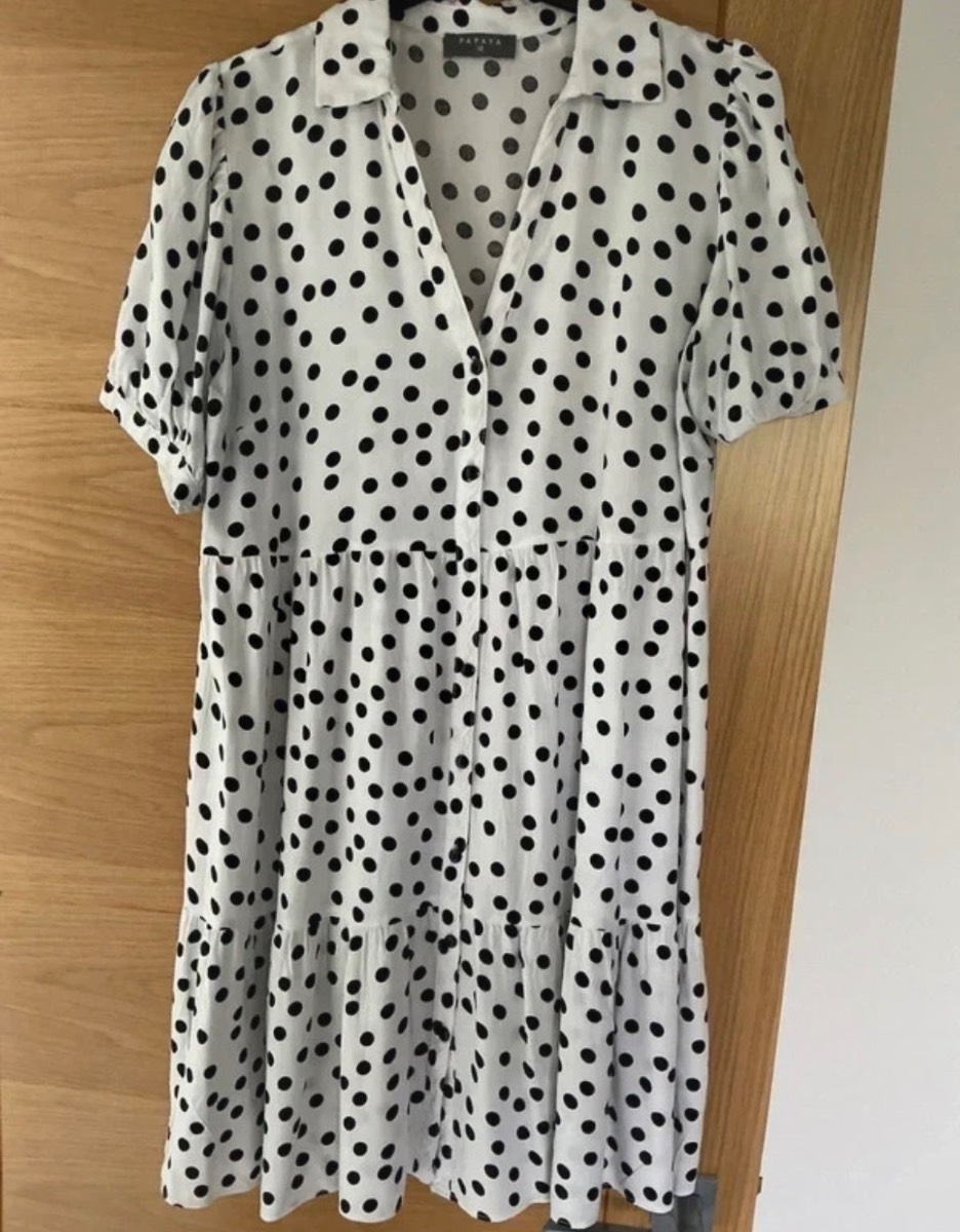 Matalan black white spotty dress summer 12