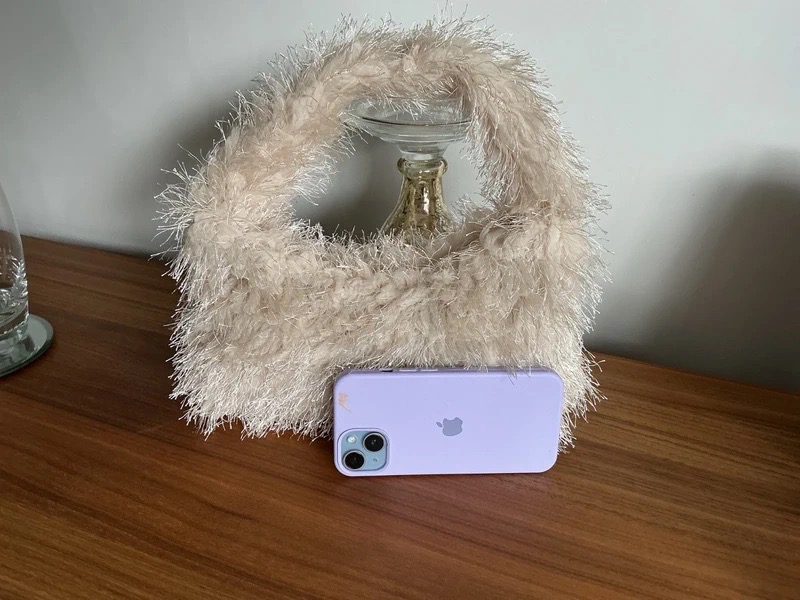 Beige fluffy hobo bag concert festival new