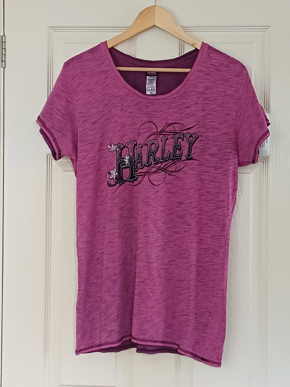 Harley Davidson Pink Graphic T Shirt XL UK 12 El Paso Texas Biker Motorcycle Tee