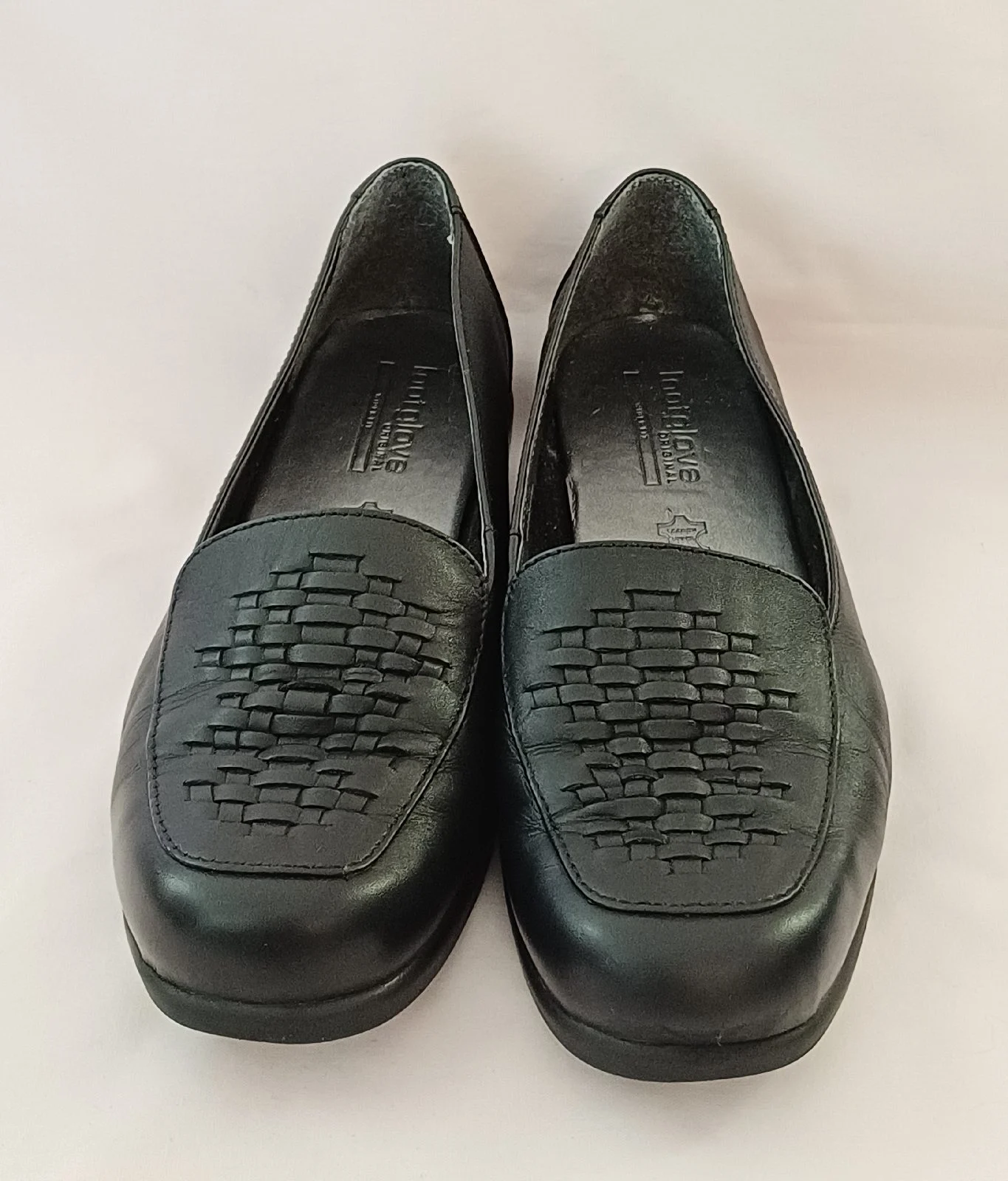 M&S Footglove Black Leather Wide Fit Loafers Shoes UK 4.5
