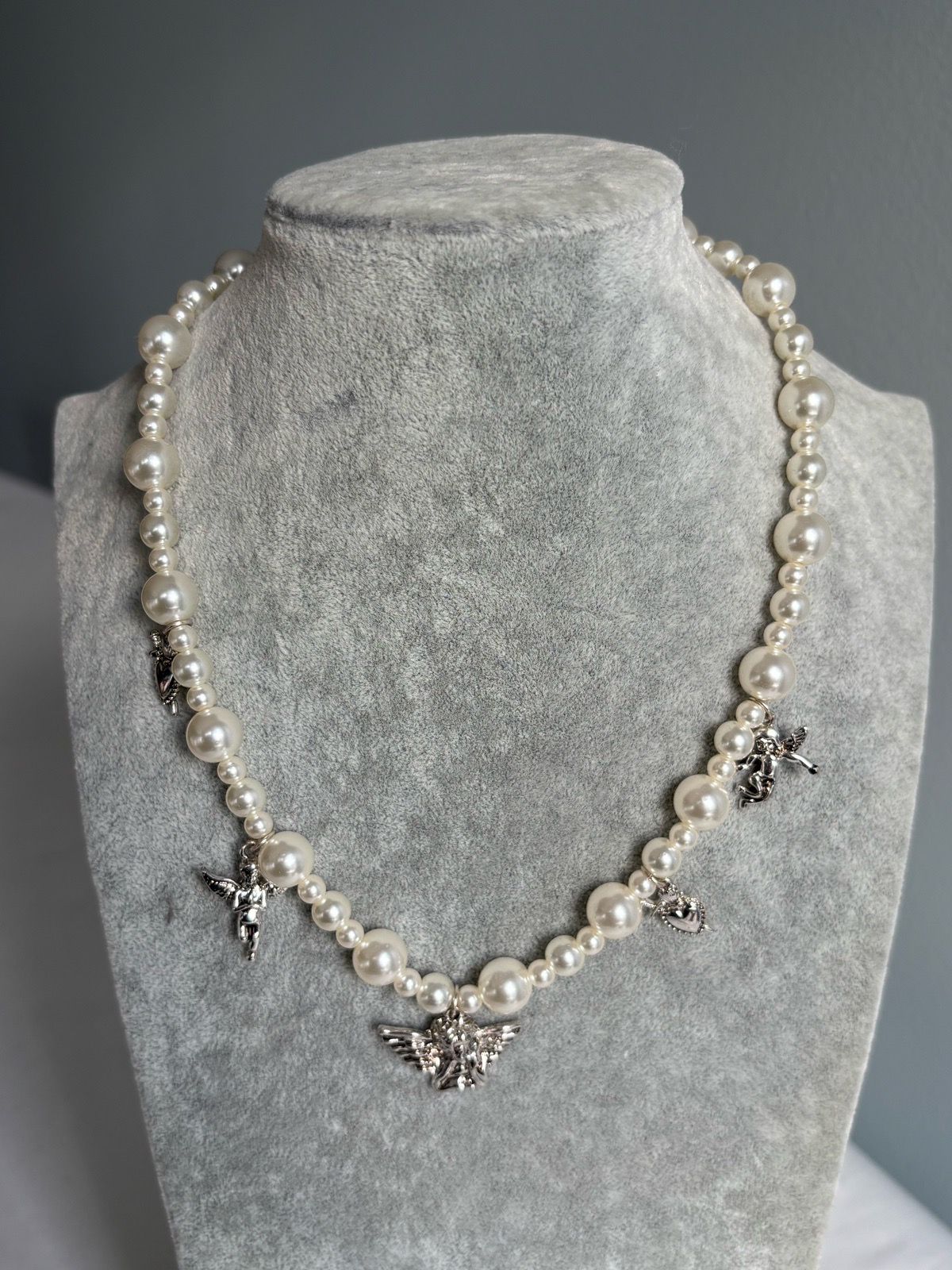 Silence + Noise faux pearl charm necklace