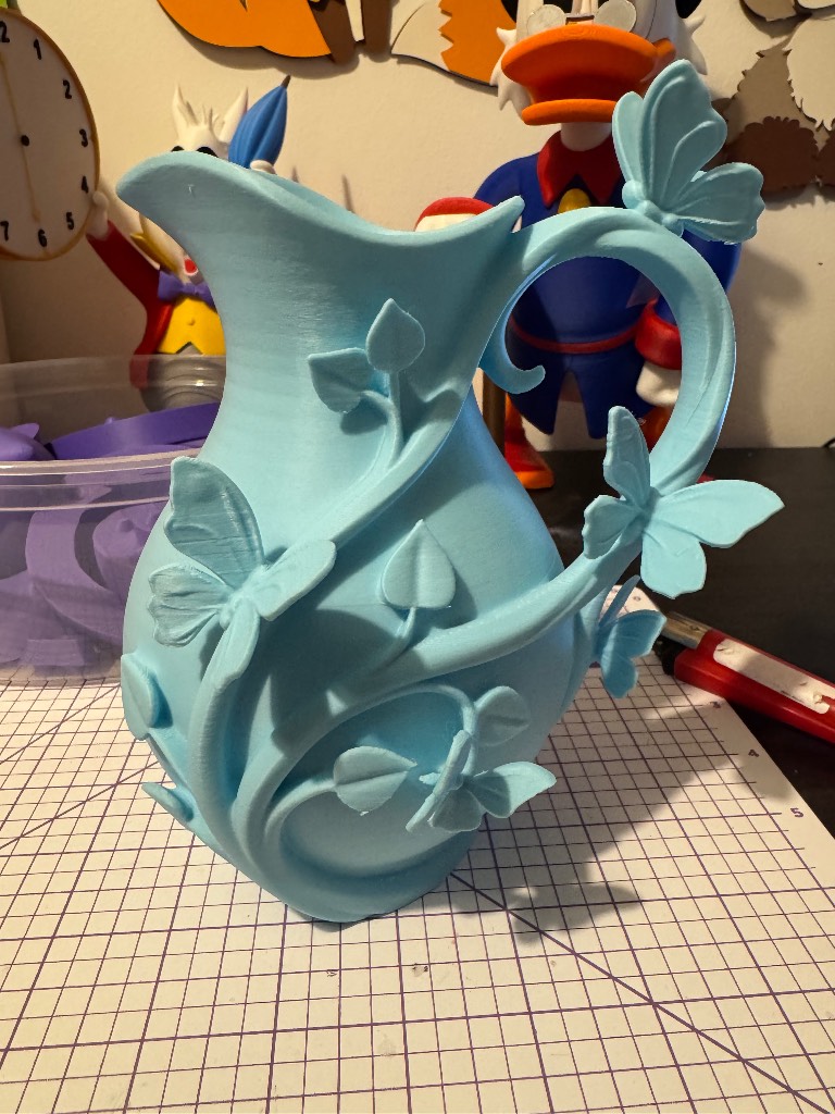 Beautiful 3d printed butterfly jug figurine