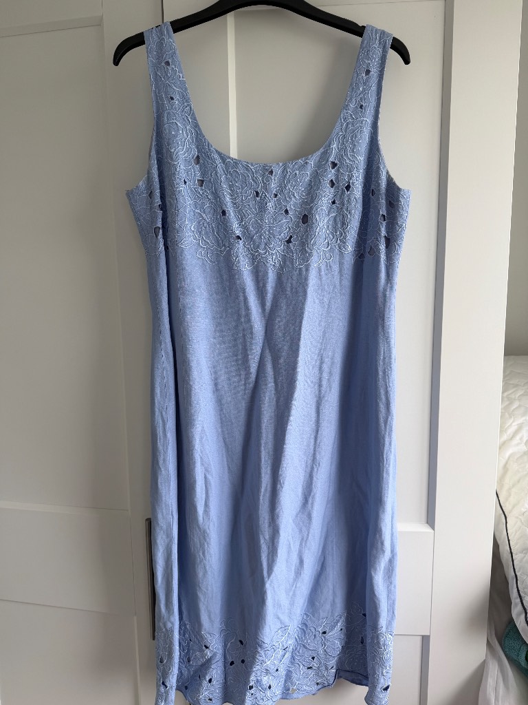 Debenhams baby blue embroidered dress size 14