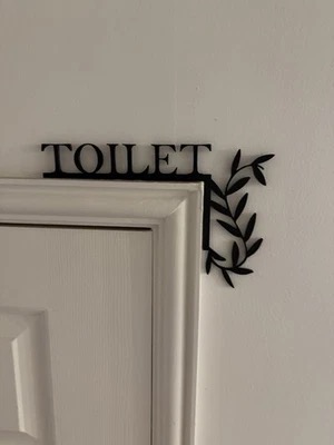 Beautiful floral design toilet over door frame sign