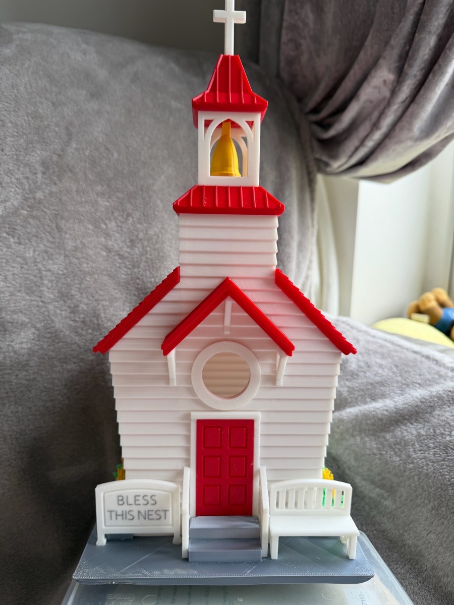 Adorable church bird house 38cm tall with mount