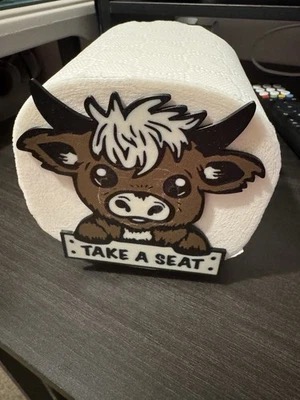 Adorable highland cow toilet roll holder