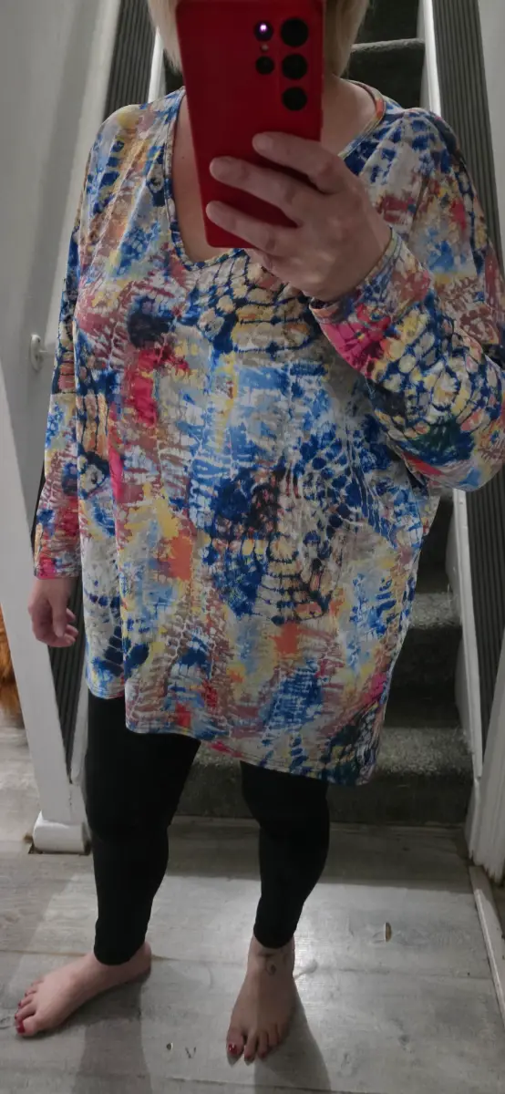 Vibrant Multicolor Abstract Print V-Neck Blouse – Frank Usher