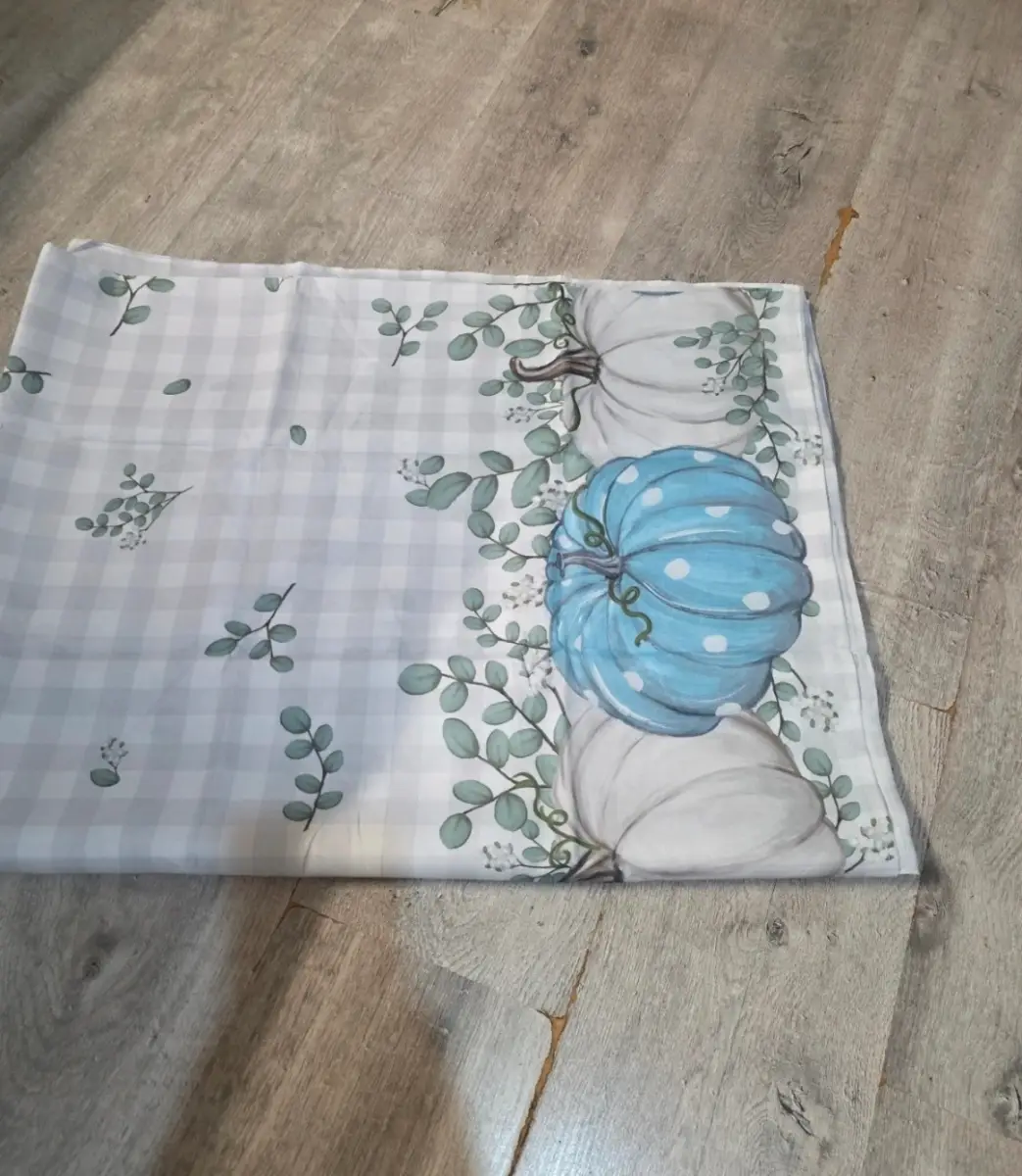 Pumpkins eucalyptus table cloth
