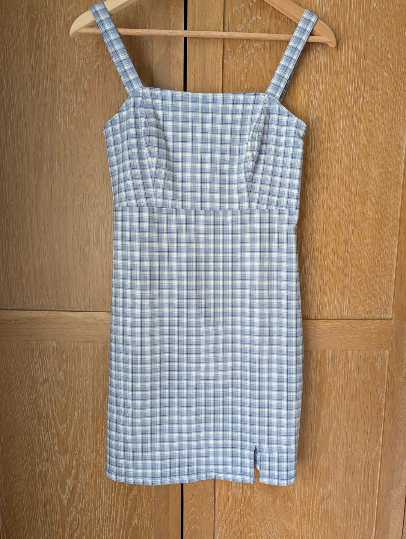 Hollister Light Blue Gingham Plaid Mini Dress Size S
