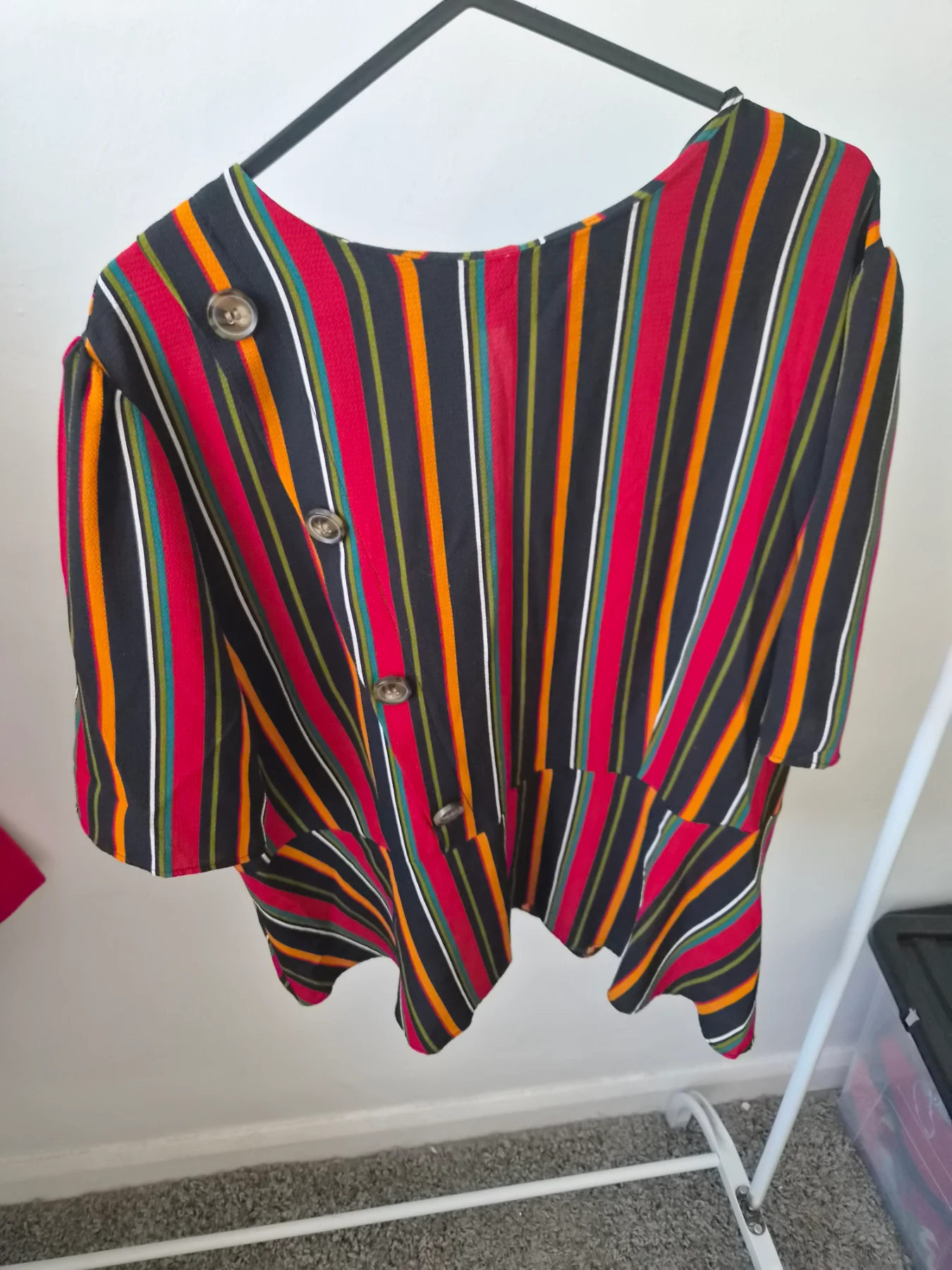 Multicoloured stripe short sleeve top in size 16 by Papaya