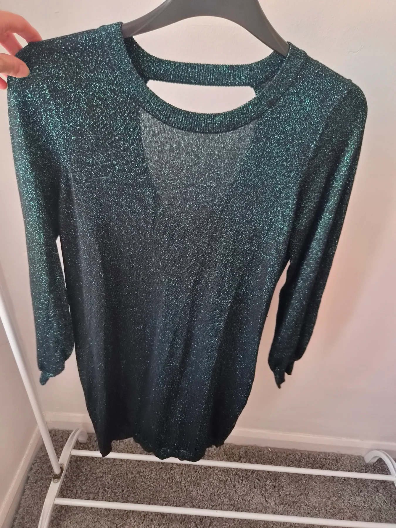 Black/green glittery long sleeve dress. Size 14 by George