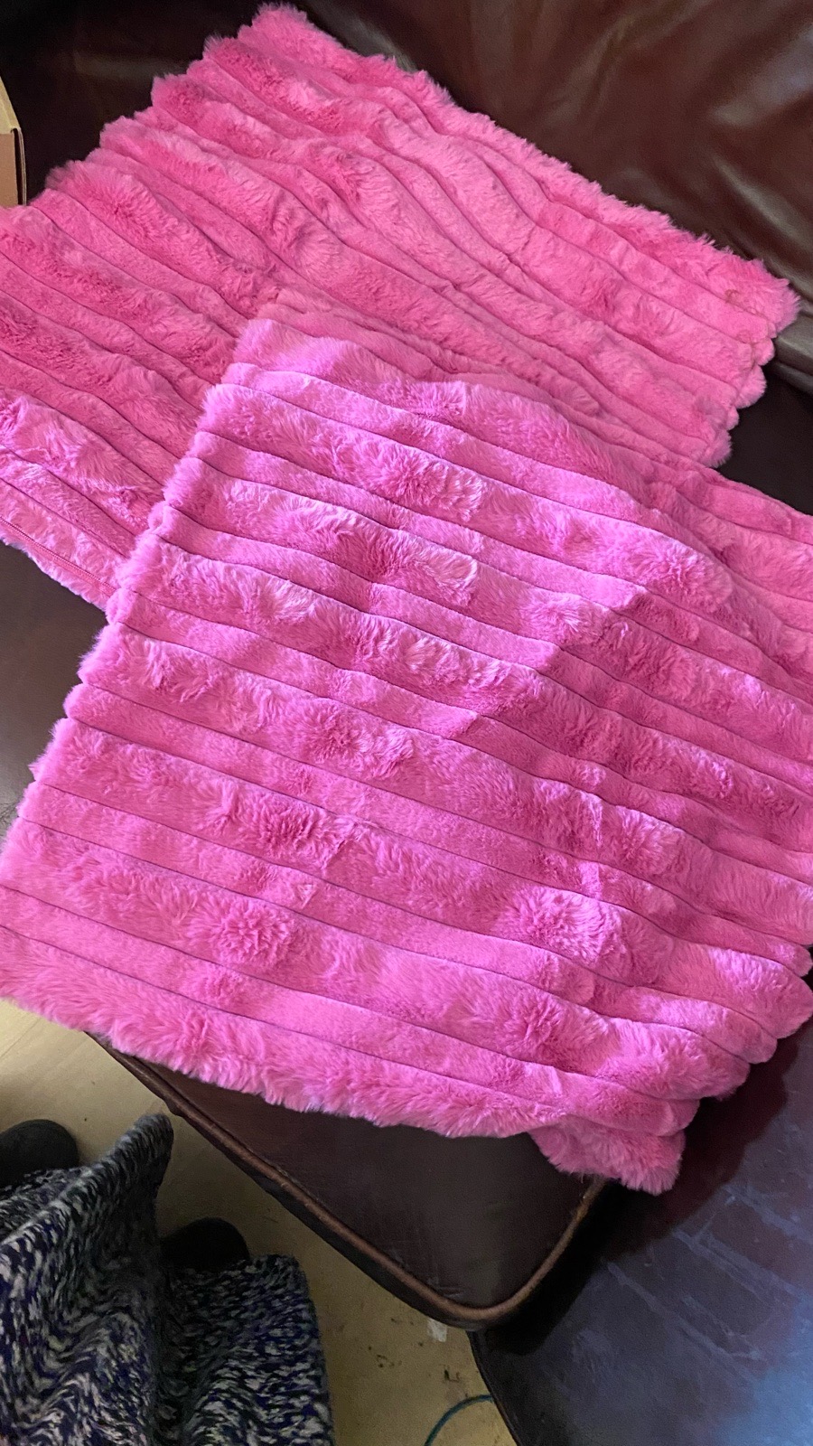Set of 2 new fluffy pink cushion covers