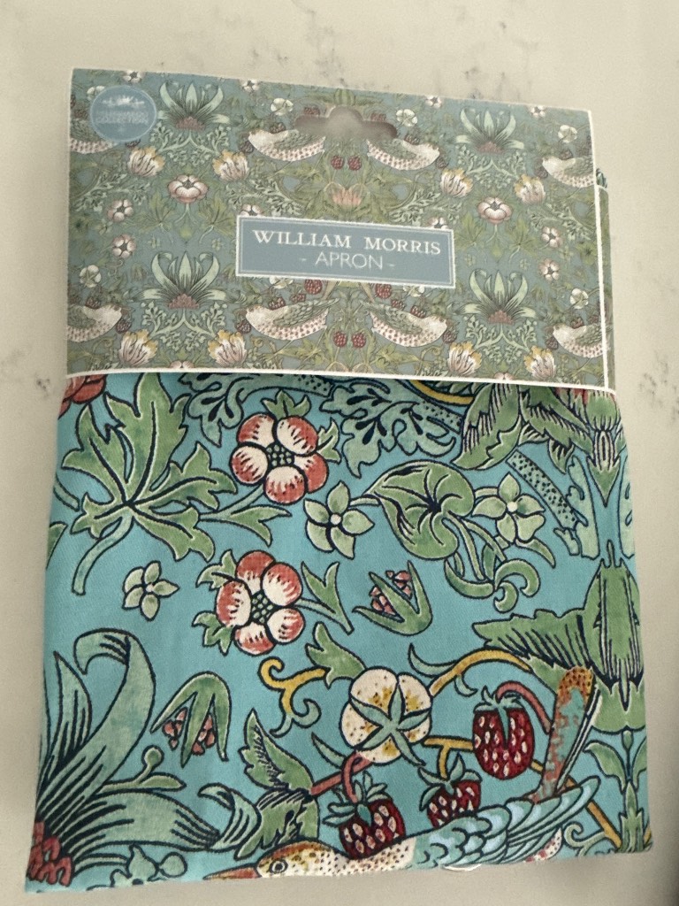 William Morris Strawberry Thief Apron Blue Cotton Kitchen Apron New