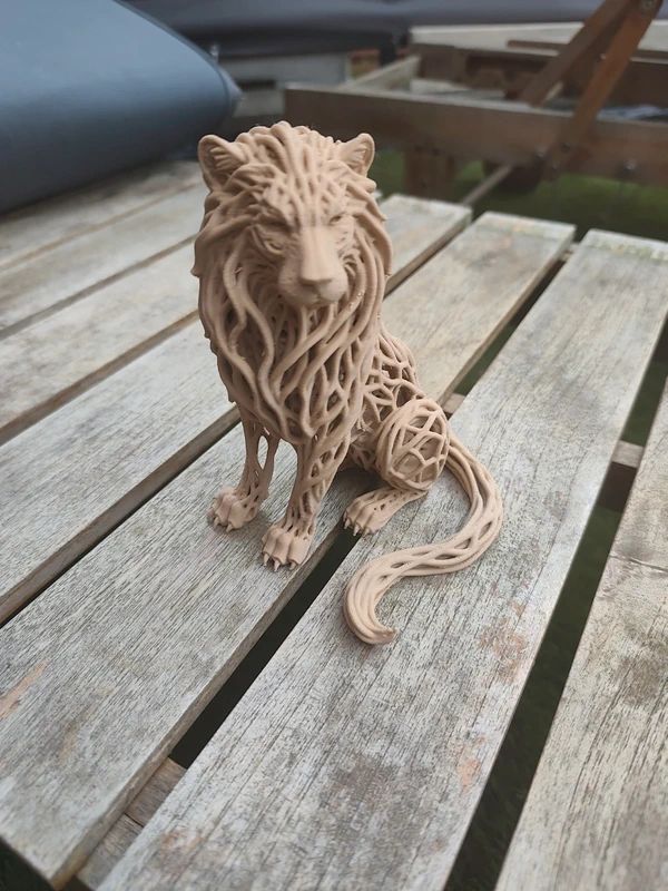 Rootwoven Lion – 3D Printed Sculpture