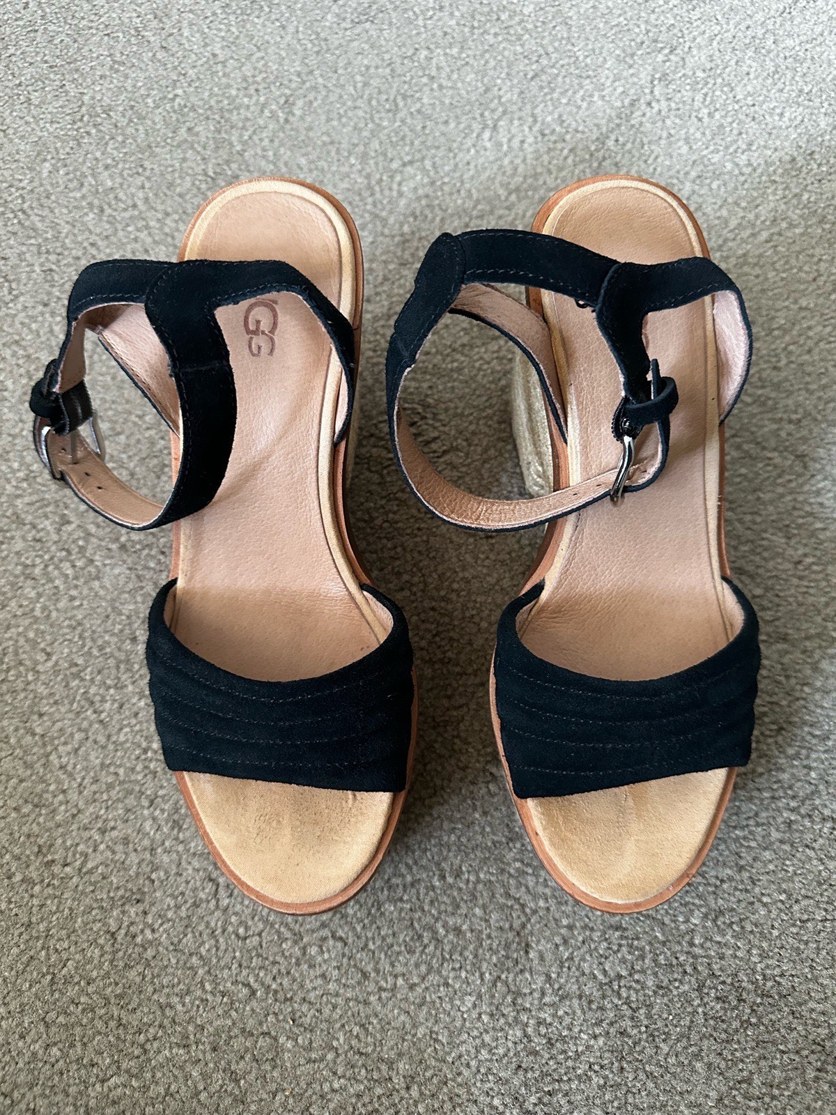 UGG Black Espadrille Style  Sandals – Ankle Strap