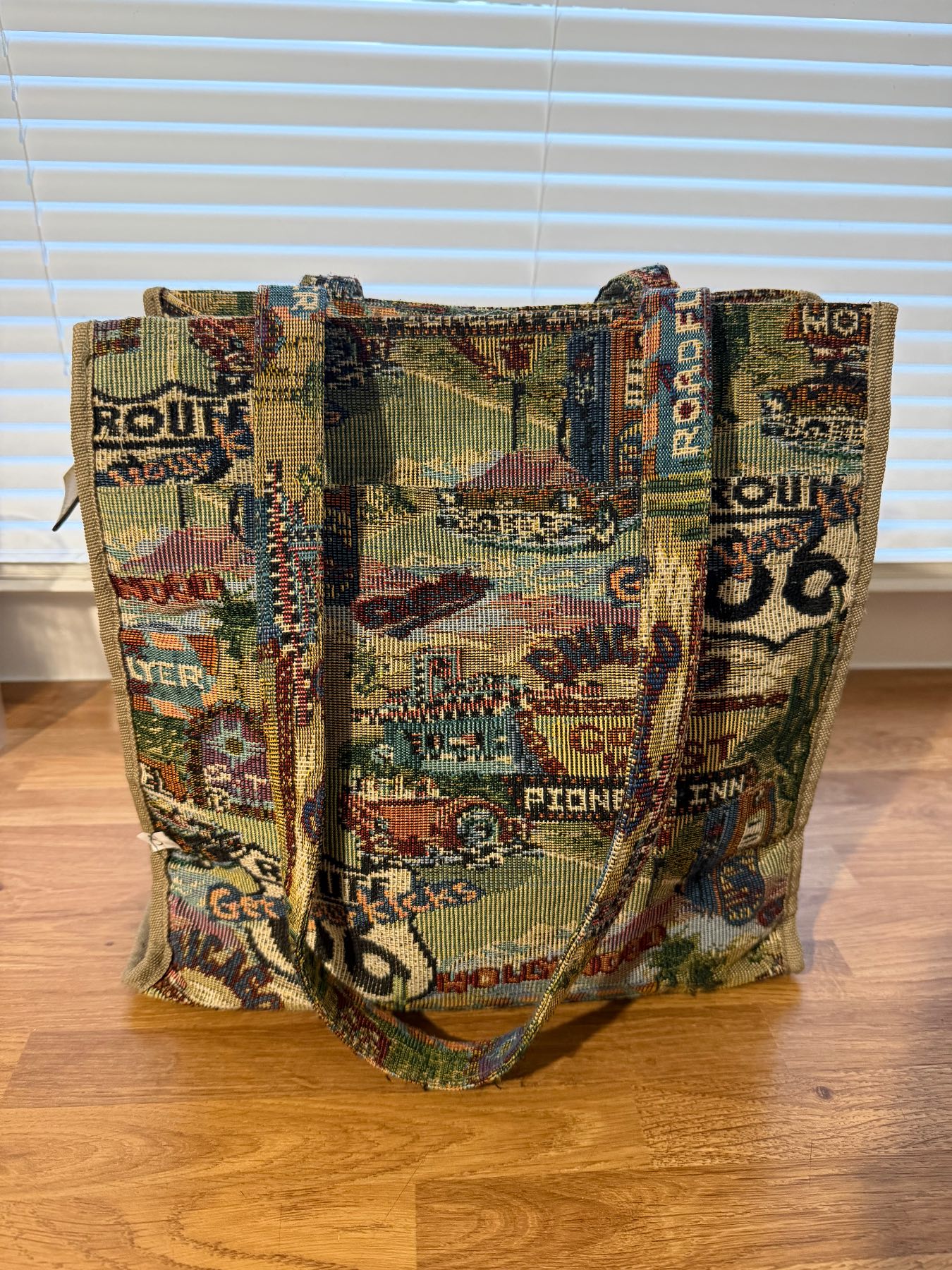 Vintage Tapestry Travel Print Tote Bag Retro Colourful Shoulder Bag