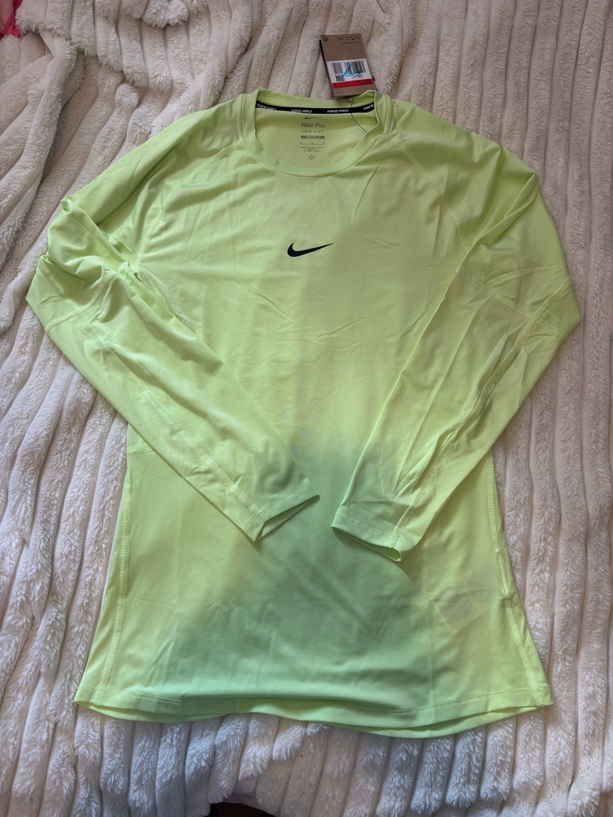 Nike Pro Dri-FIT Men’s Compression Base Layer Top Green L Long Sleeve Tight Fit