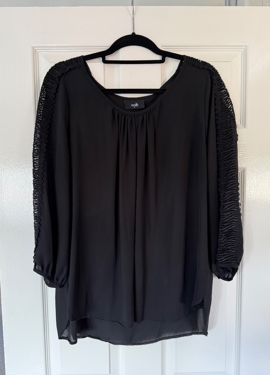 Wallis Black Tunic Blouse Size XL