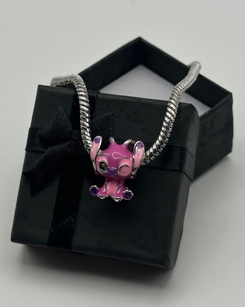 Disney Lilo & Stitch Pink Angel Bracelet Charm