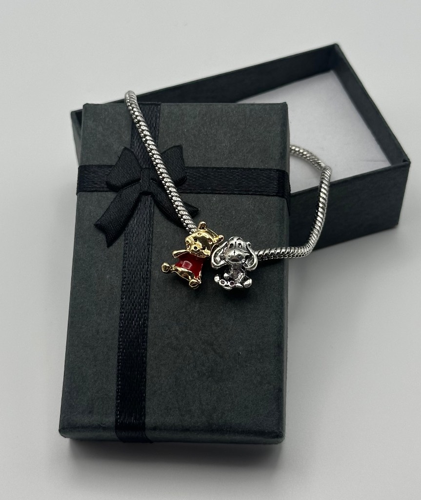 Disney Winnie The Pooh Bear & Eeyore Bracelet Charm Set x2