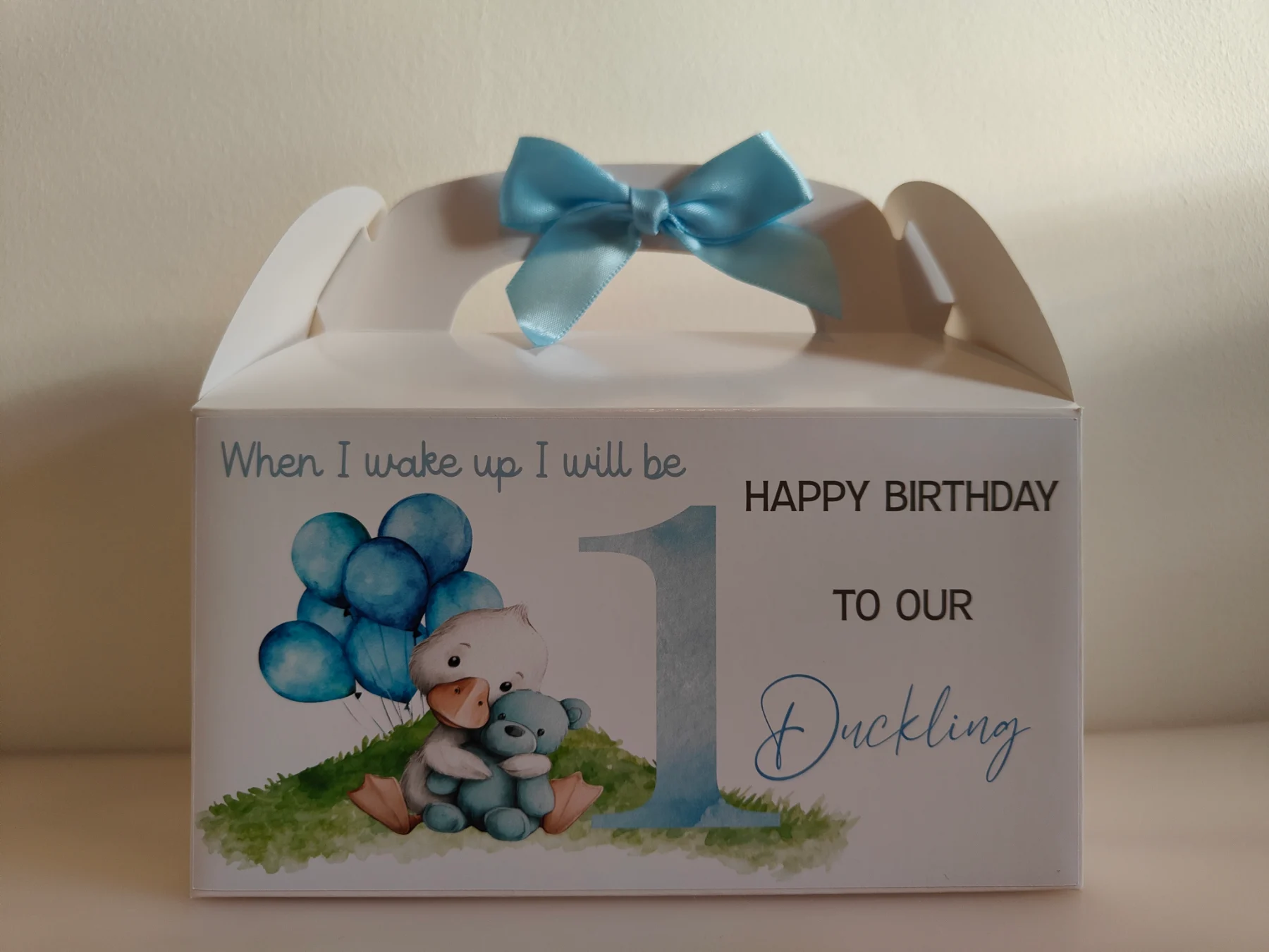 Birthday gift box blue duck