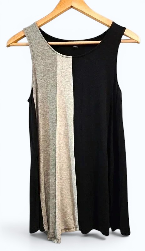 Women’s Black Grey Colour Block Vest Top UK 8 10 Minimalist Tank