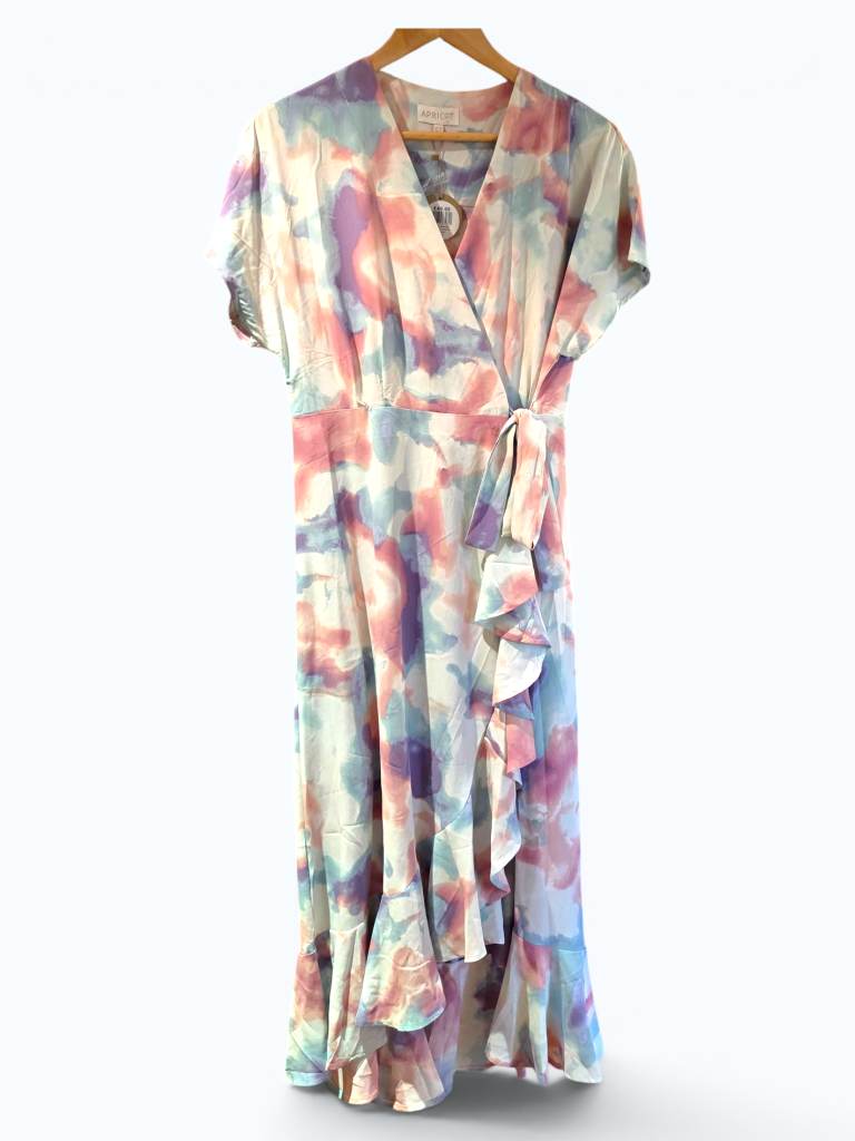 BNWT Apricot Watercolour Cloud Print Wrap Maxi Dress UK 10 RRP £40