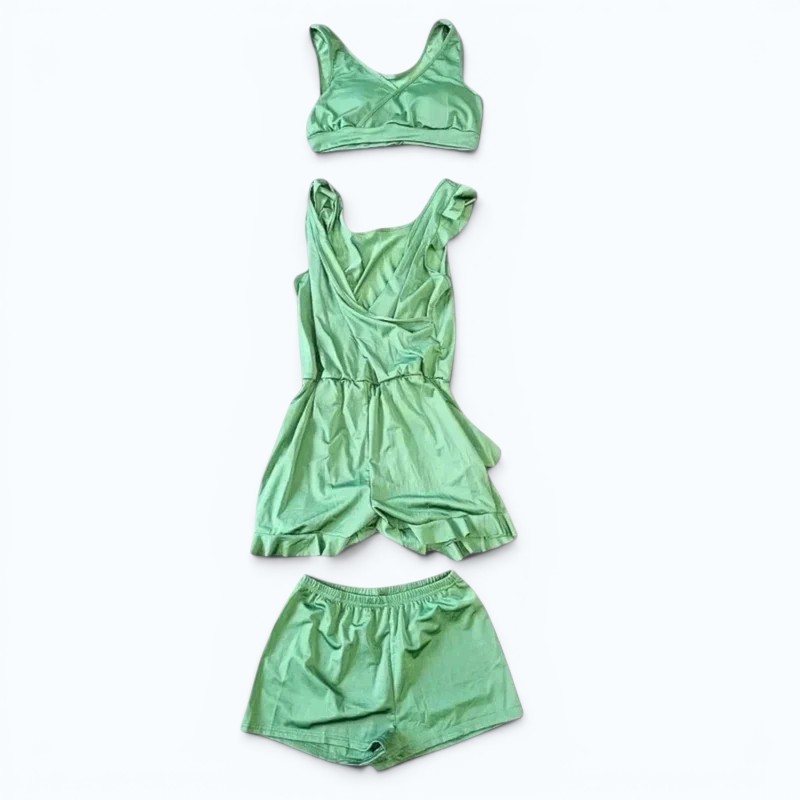 Green 3 Piece Bikini & Beachwear Set S Ibiza Holiday Co Ord