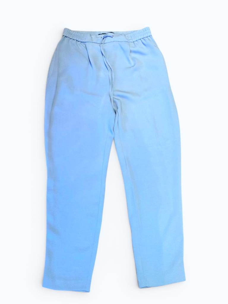 Zara Light Blue Wide Leg Trousers XS Elastic Waist Smart Casual