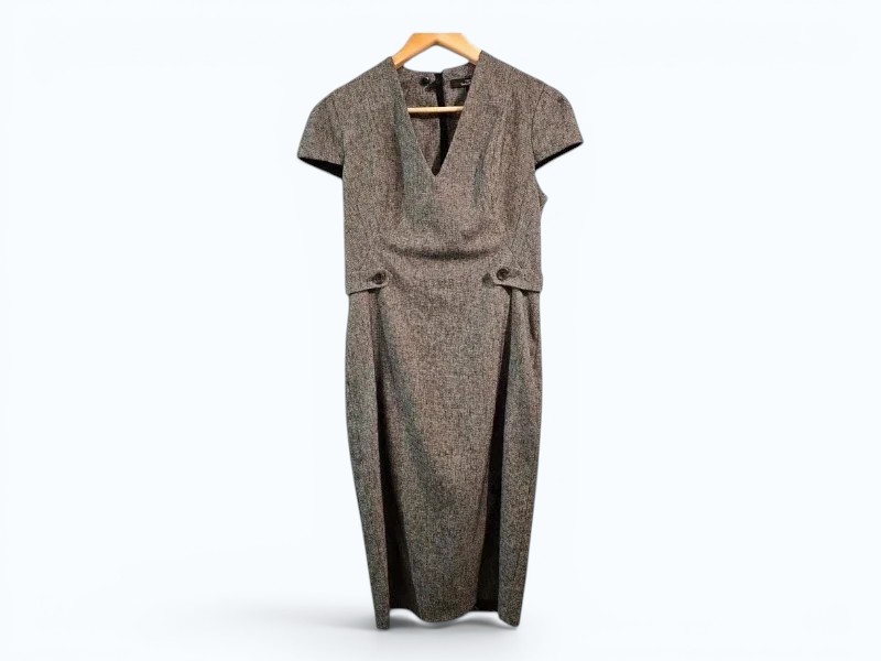 Next Grey Tailored Wrap Dress UK 8 Elegant Office Workwear Dress