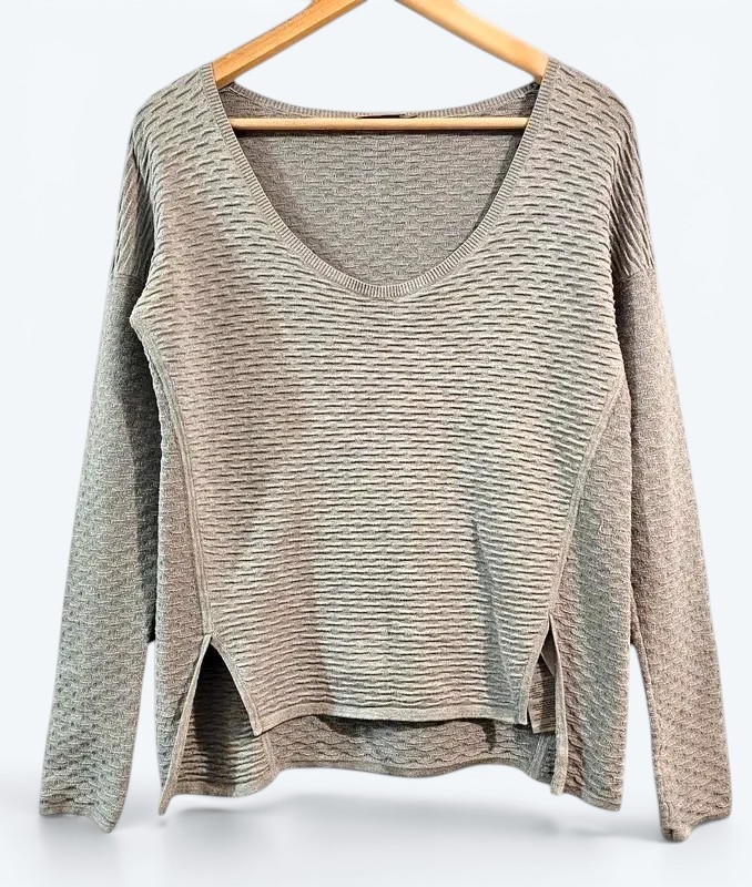 Calvin Klein Grey Textured Knit Jumper XS Minimalist Sweater